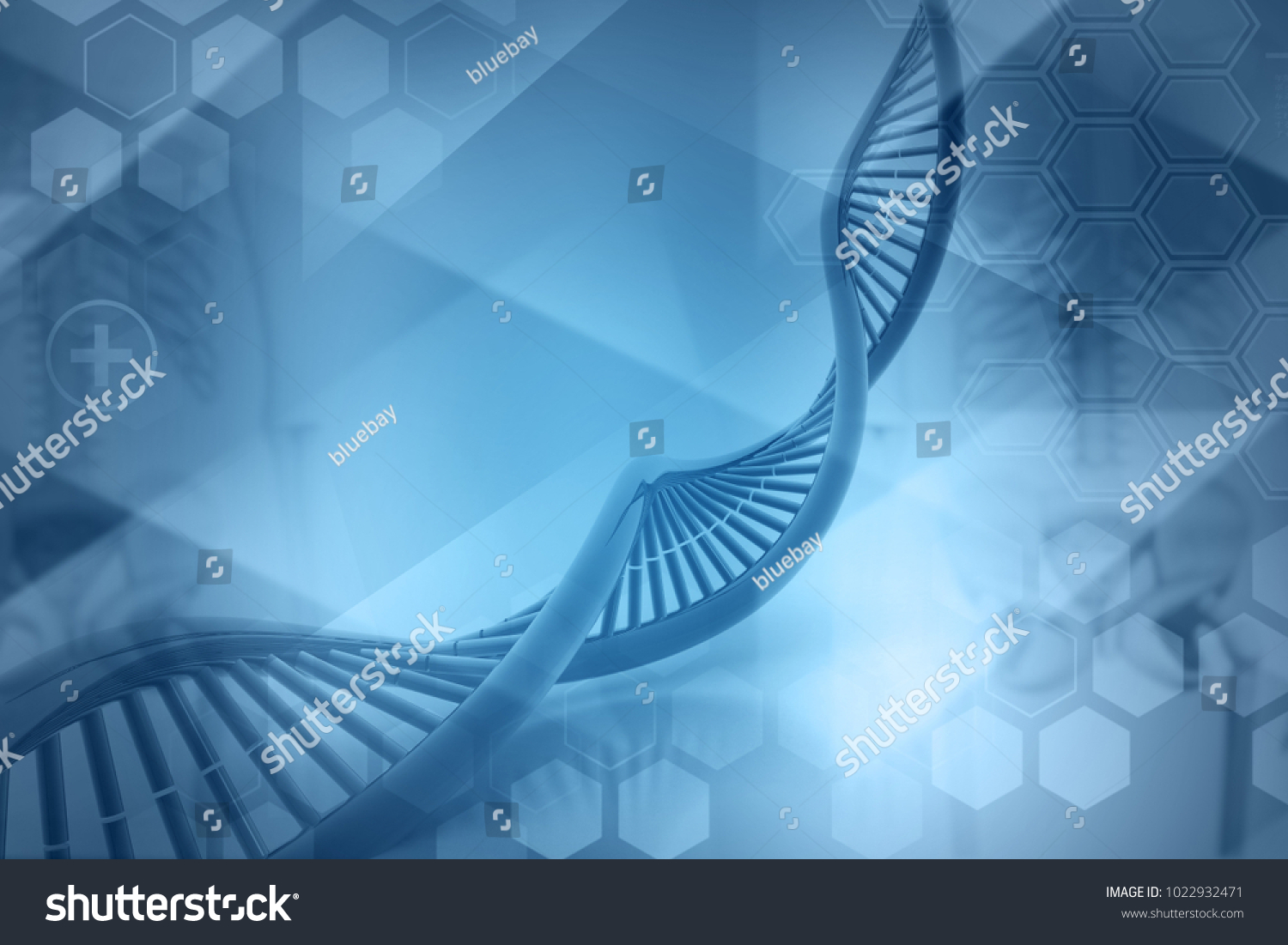 Dna Molecules On Blue Background 3d Stock Illustration 1022932471