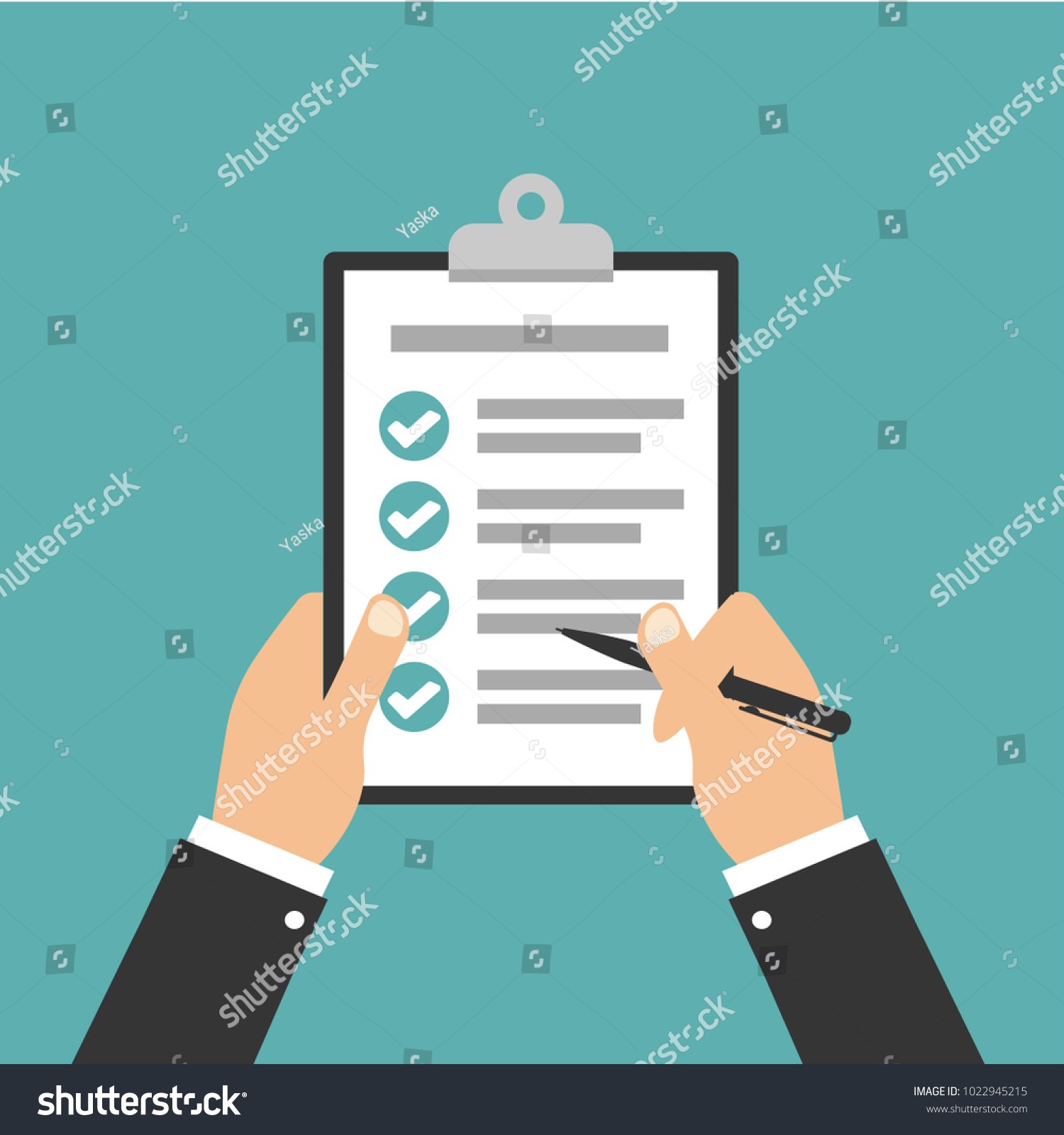 Hand Businessman Holding Clipboard Sheet Paper Stock Vector (Royalty ...