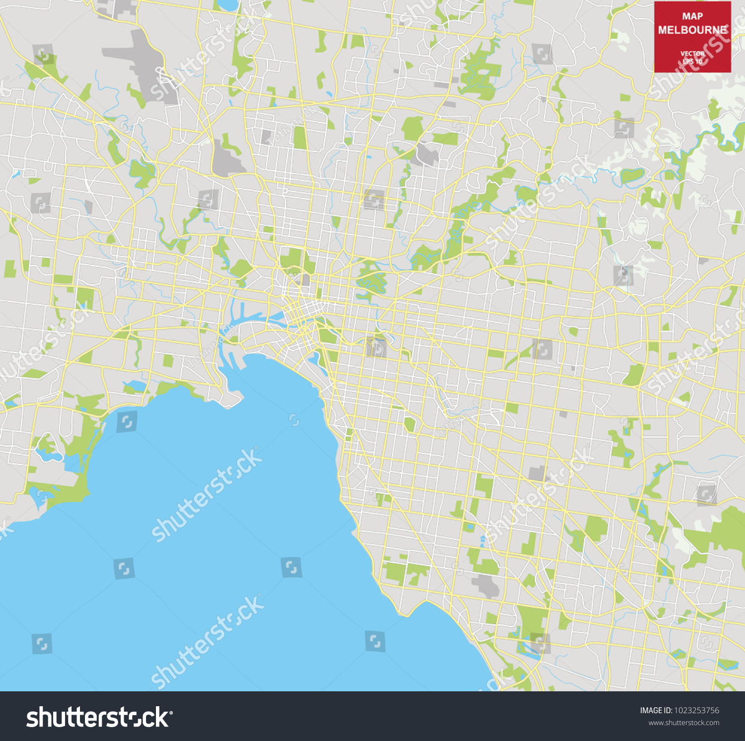 Mapa de color vectorial de Melbourne vector de stock libre de regalías Shutterstock