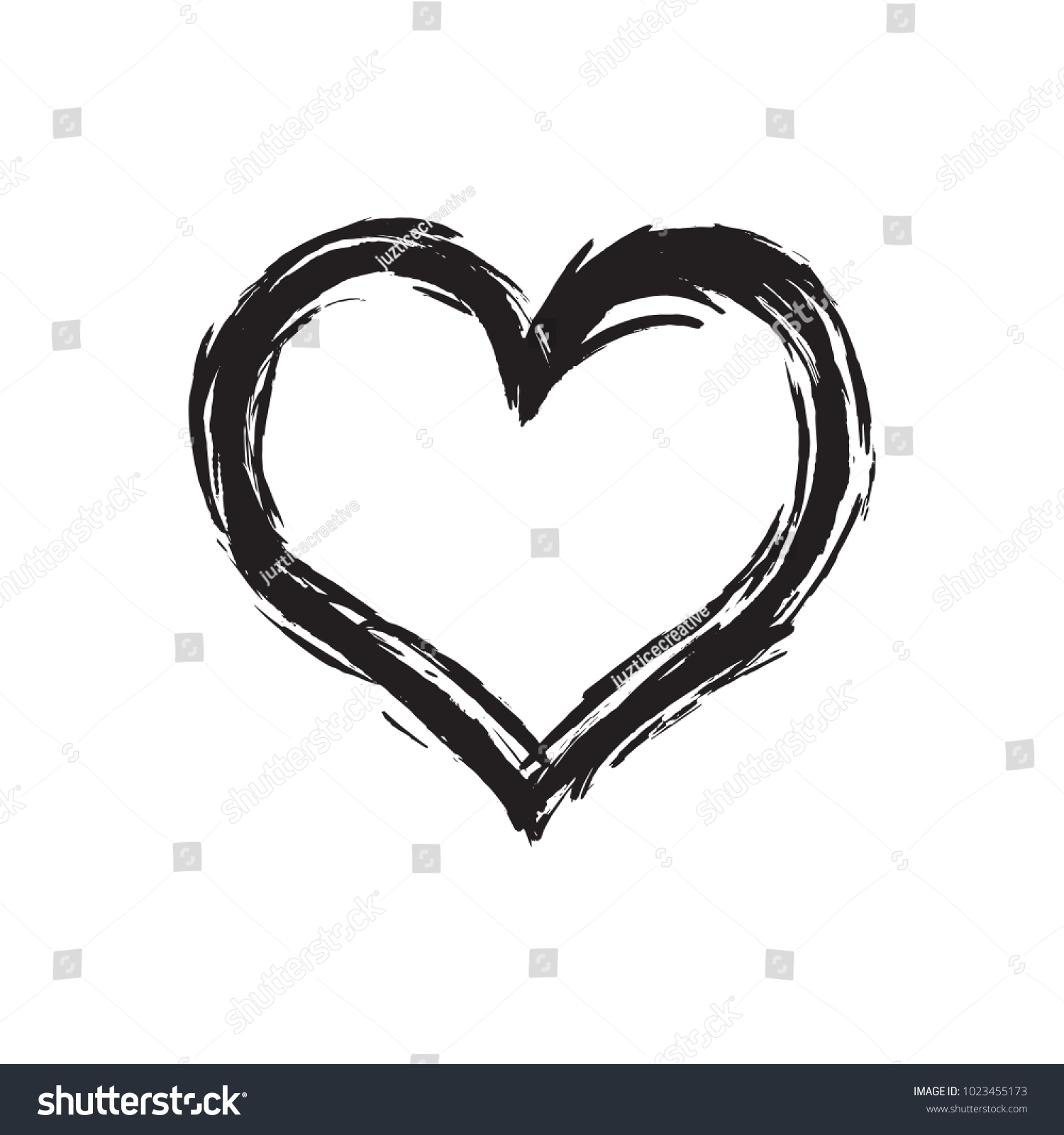 Hand Drawn Heart Doodle Brush Ink Stock Vector (Royalty Free ...