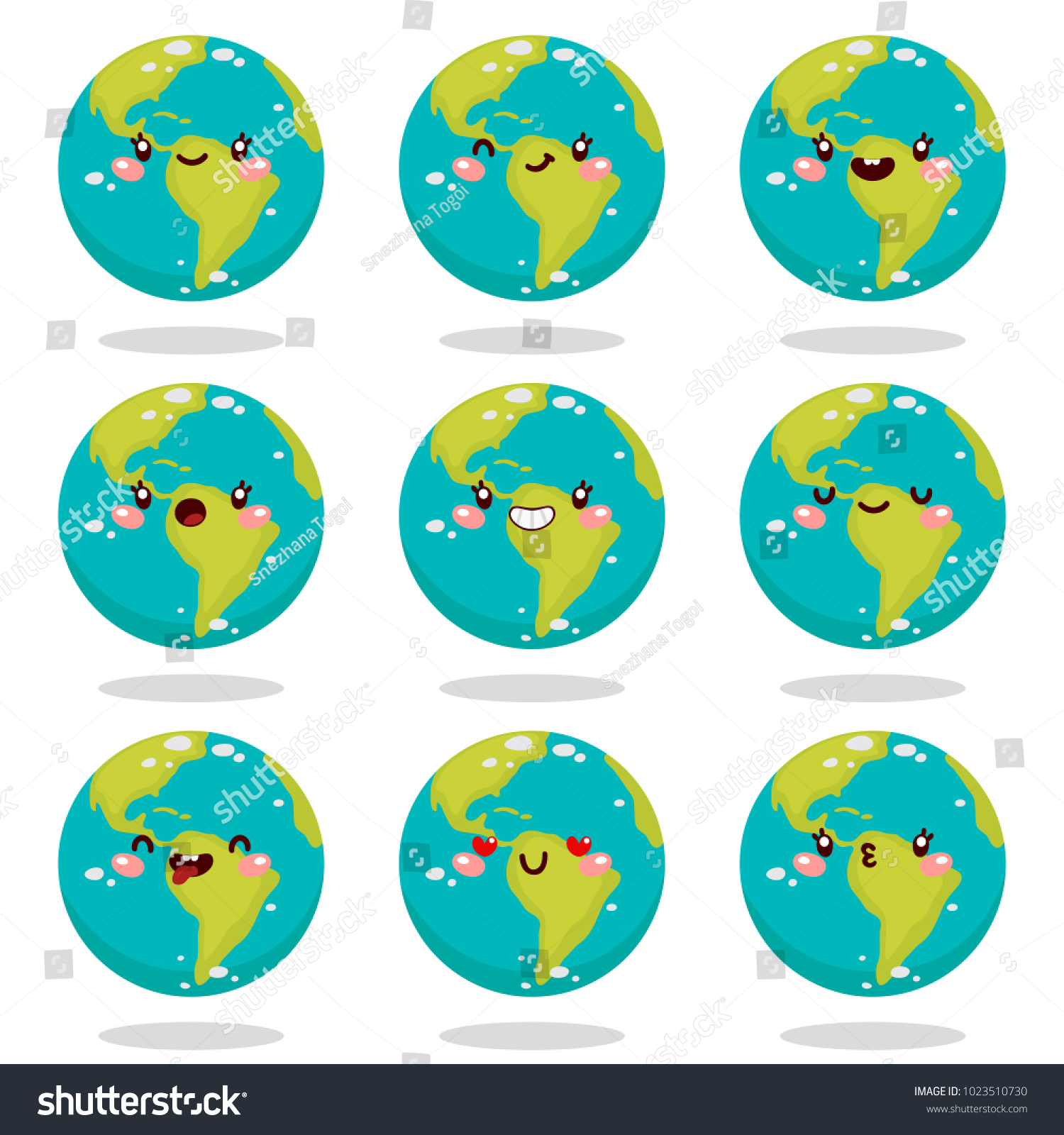 Cute Earth Smiley Planet Vector Solar Stock Vector (Royalty Free ...