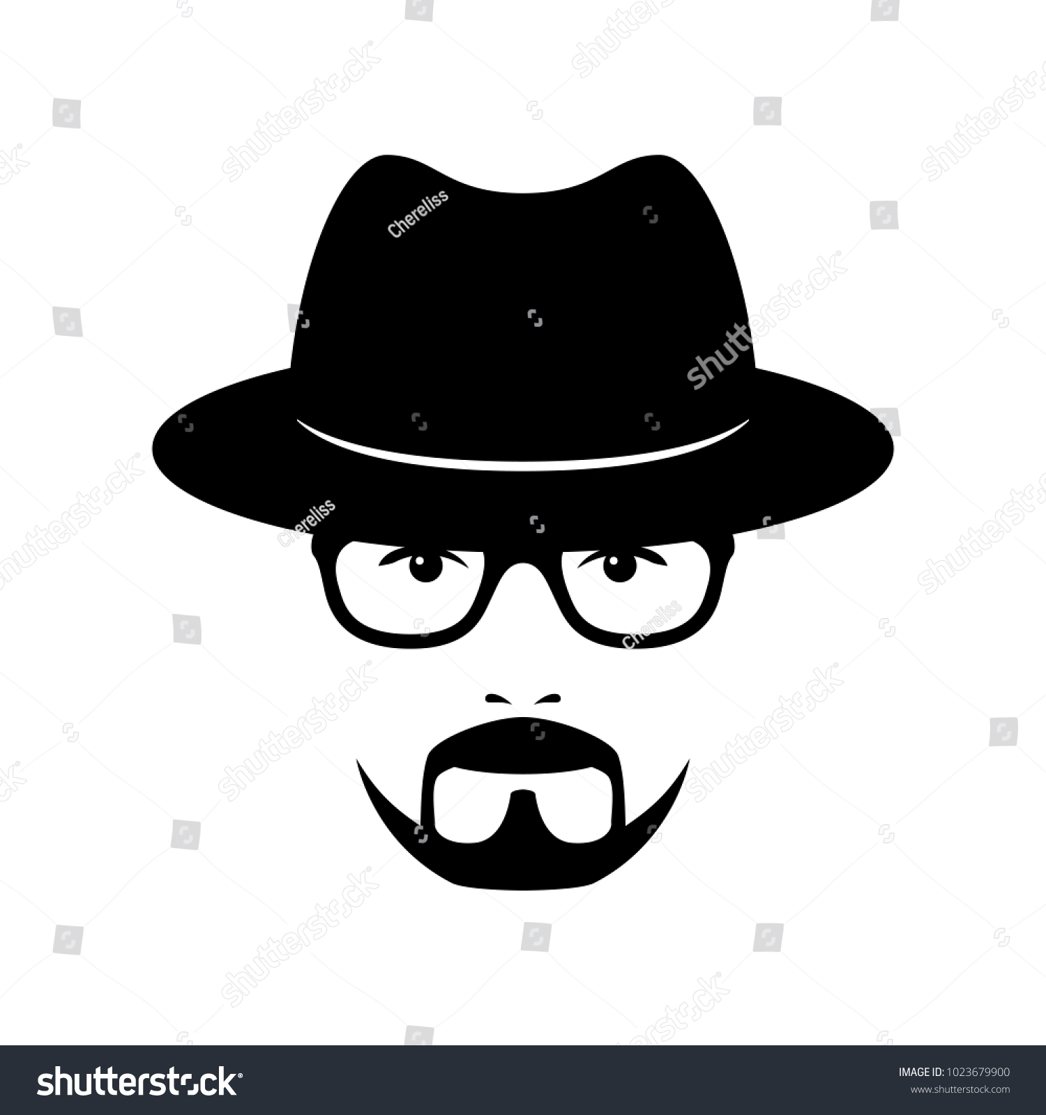 Man Face Glasses Beard Hat Photo Stock Vector Royalty Free 1023679900 Shutterstock