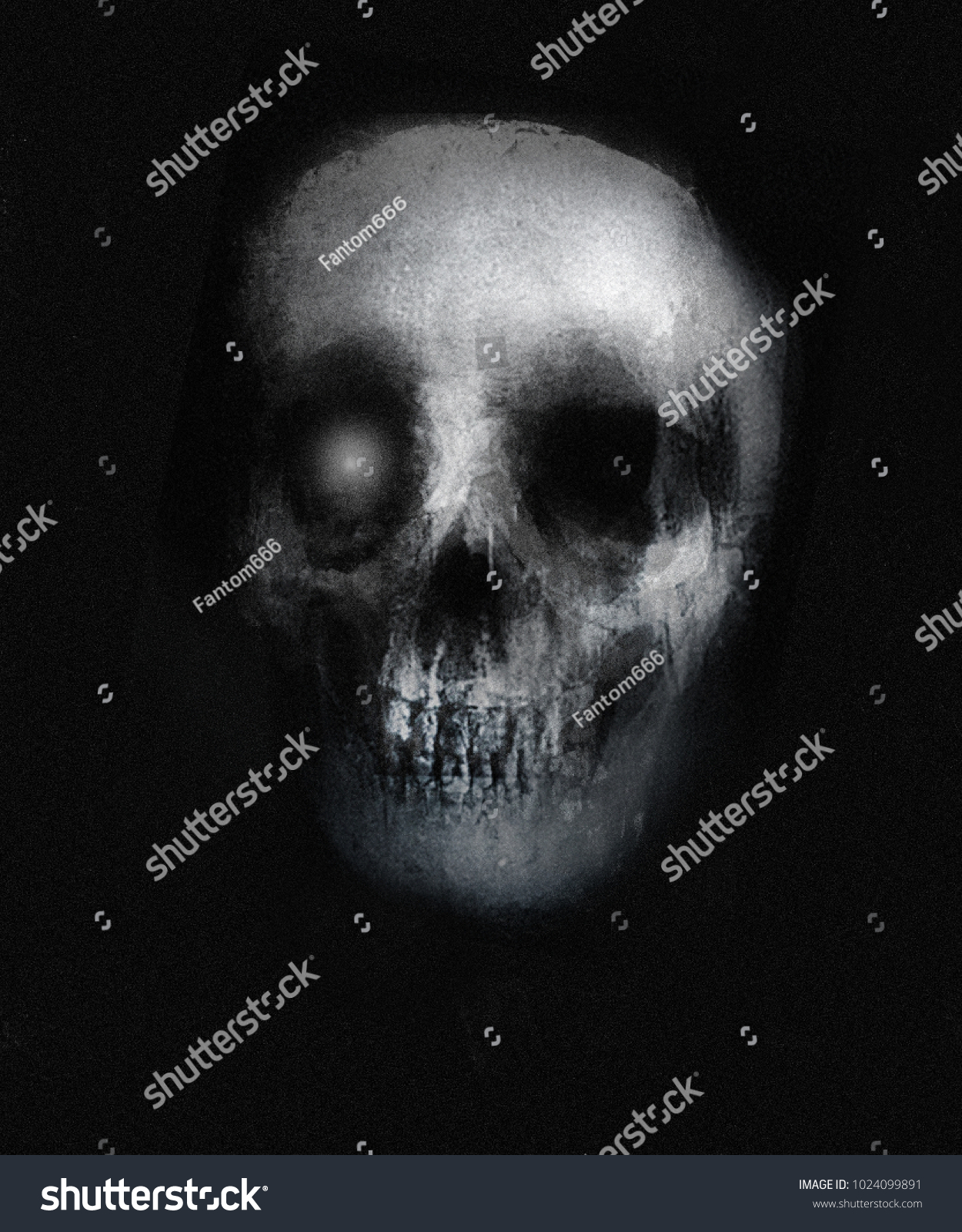 Creepy Skull Isolated On Black Background Stock Illustration 1024099891 ...