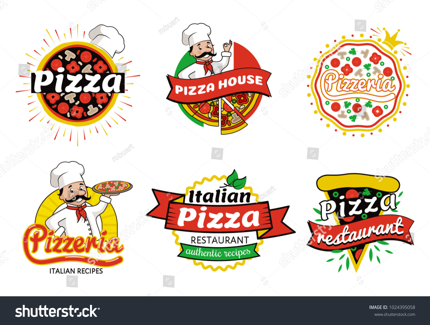 Italian Pizza Restaurant Authentic Recipes Logos Stock Vector (Royalty ...