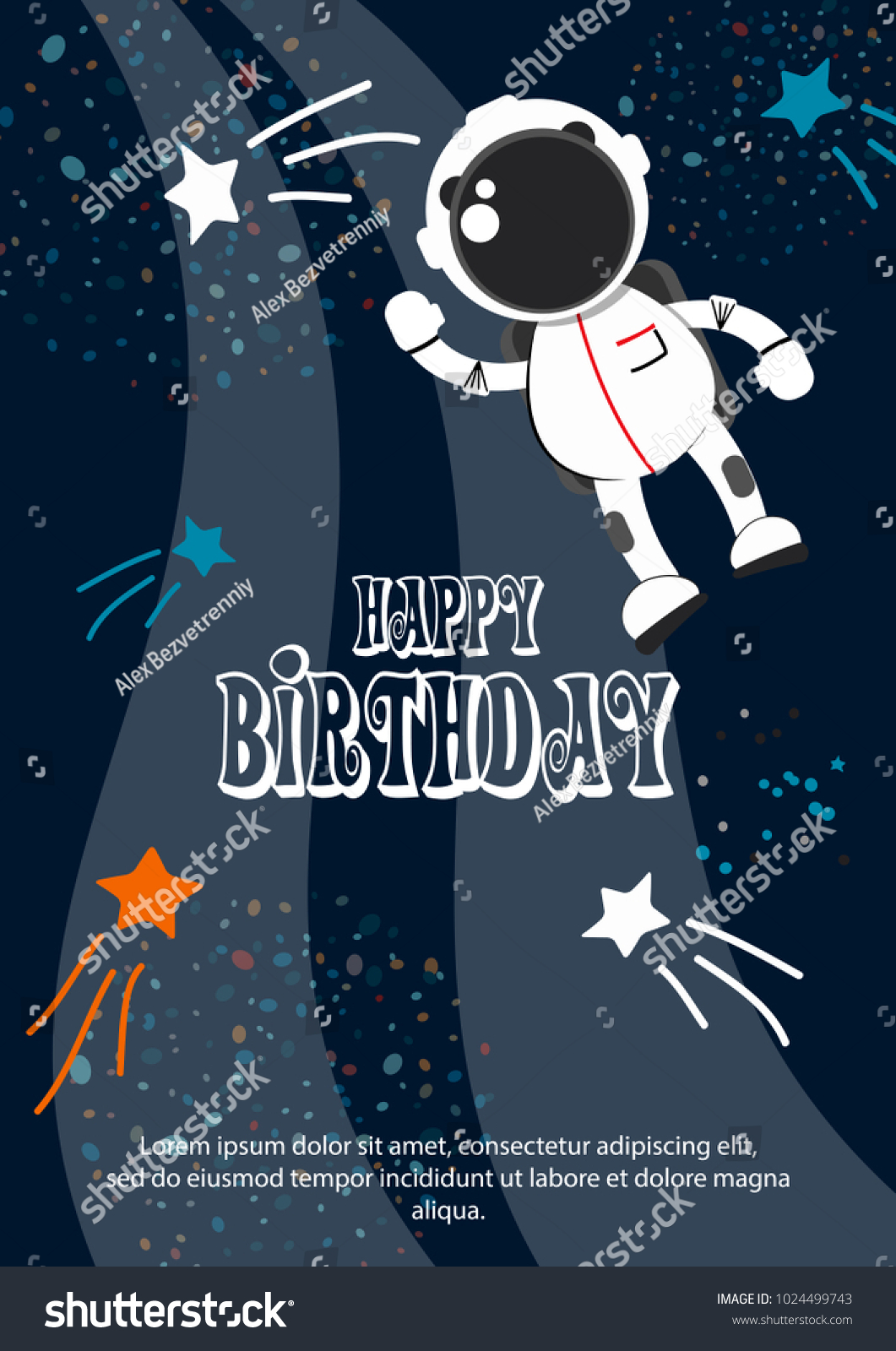 Space Happy Birthday Background Astronaut Nad 스톡 벡터(로열티 프리) 1024499743 ...