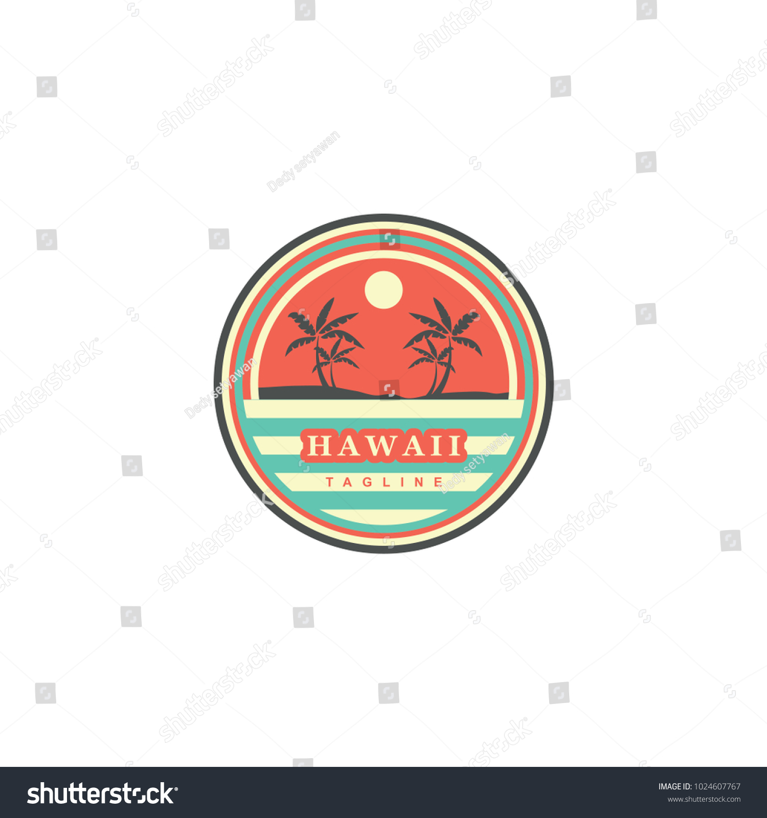 Logo Design Vintage Island Hawaii Stock Vector (Royalty Free ...