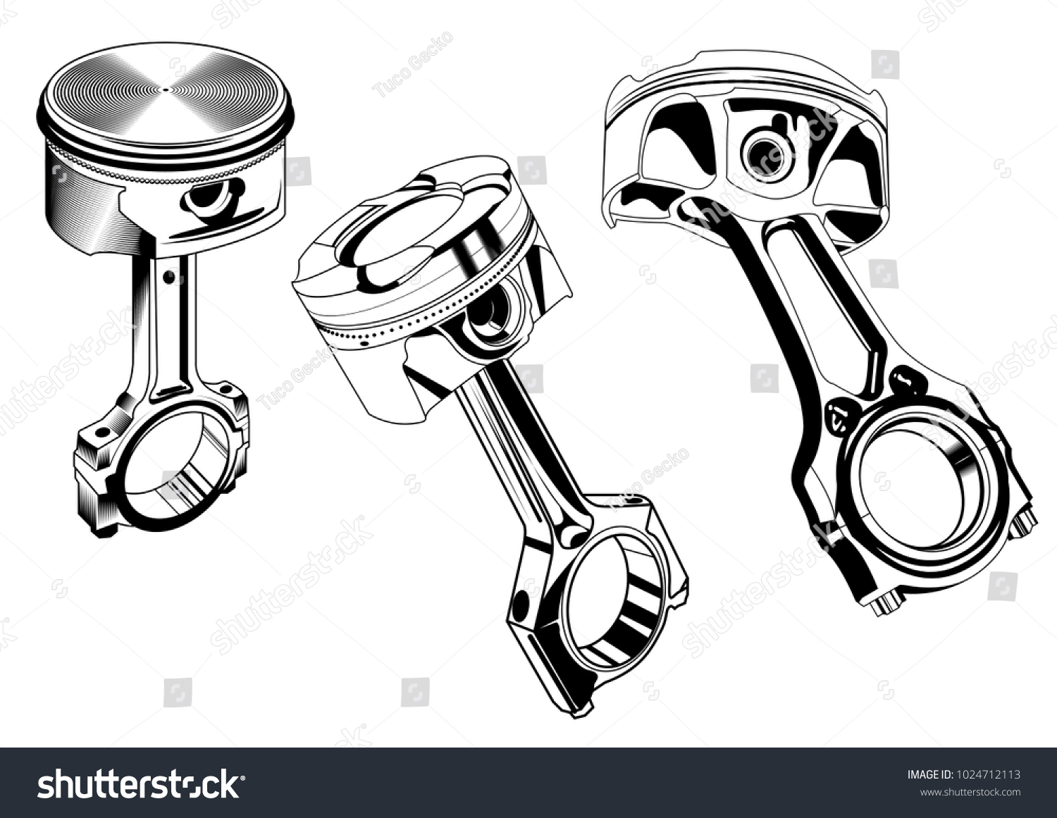 Car Internal Combustion Engine Technology Pistons Stock Vector (royalty 