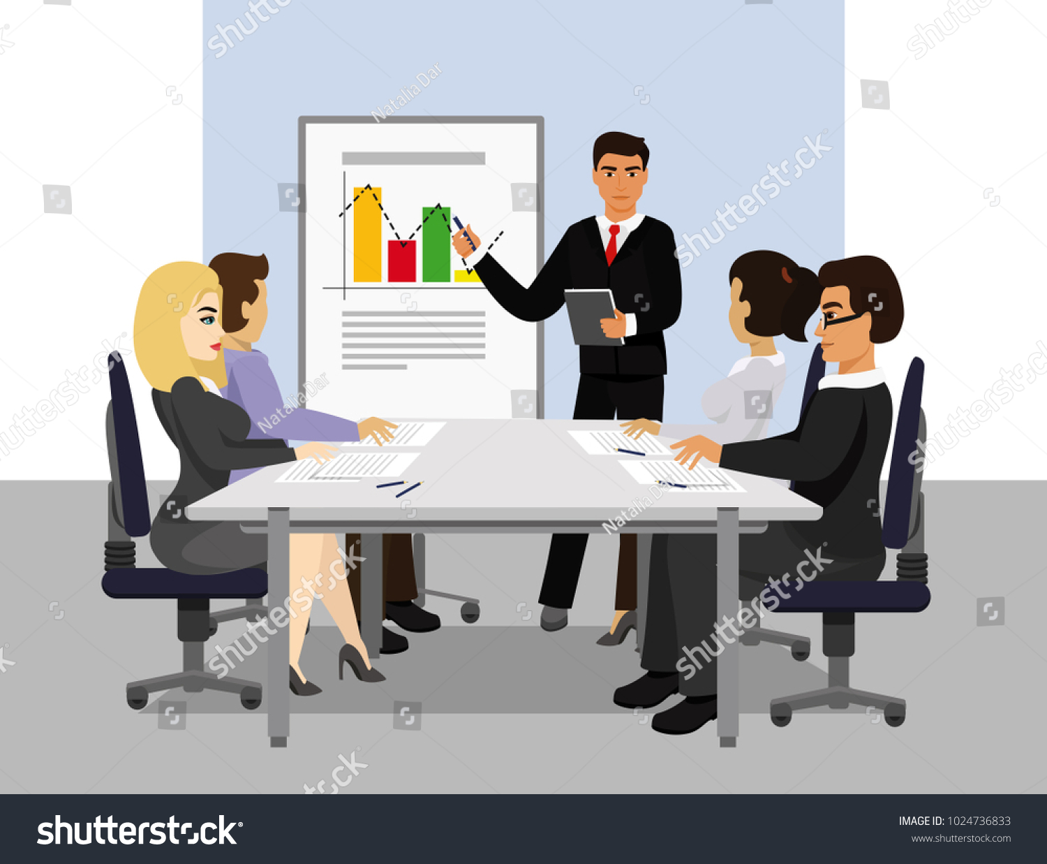 Vector Illustration Presentation Teamwork Manager Businessman Stock Vector Illustration Presentation Teamwork Manager Businessman Stock