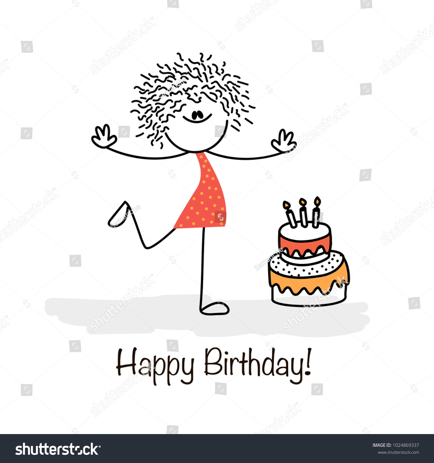 Sweet Girl Birthday Cake Stock Vector (Royalty Free) 1024869337 ...