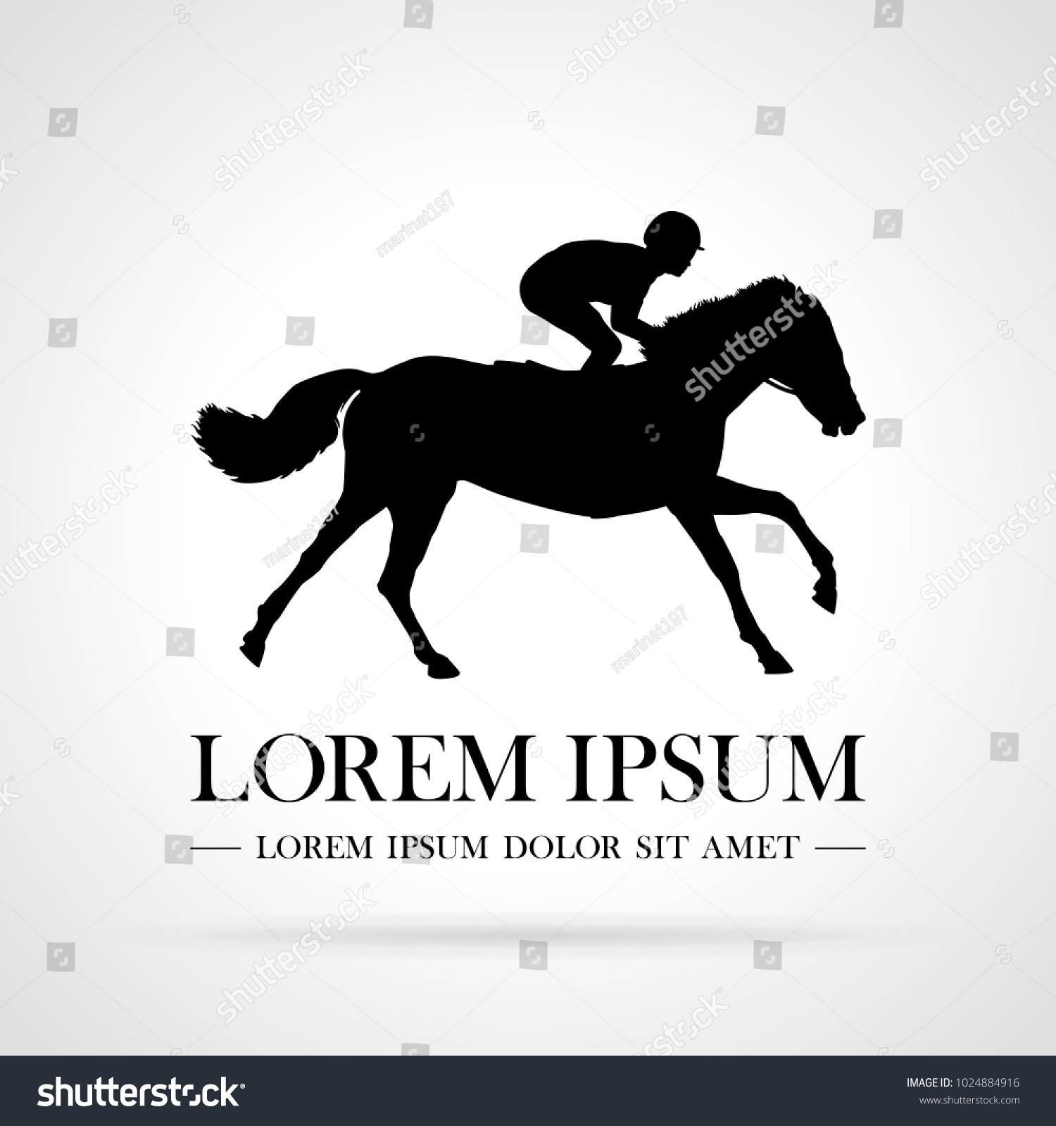 Silhouette Racing Horse Jockey Logo Design Stock Vector (Royalty Free ...