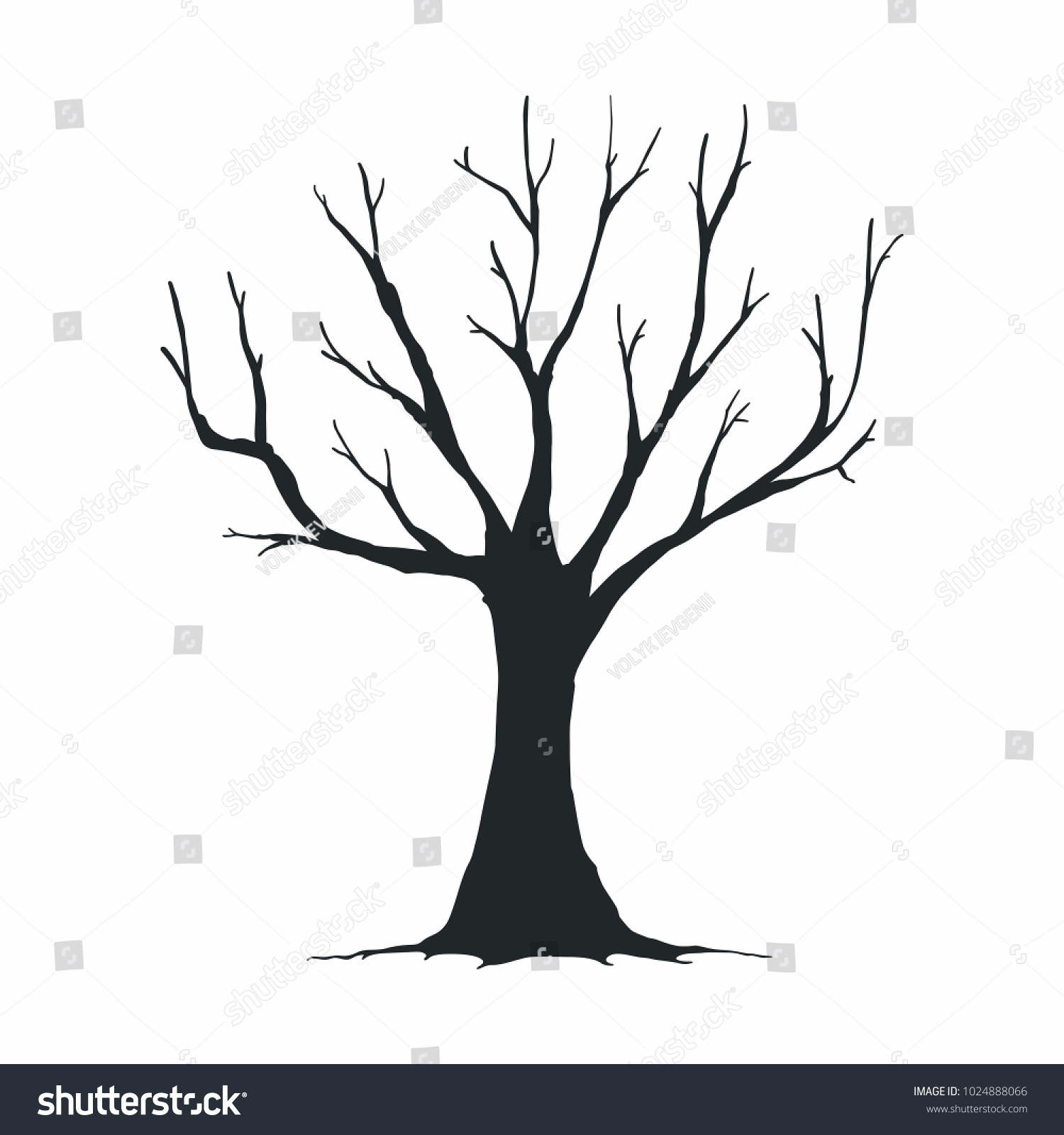 Tree Silhouette On White Background Stock Vector (Royalty Free ...