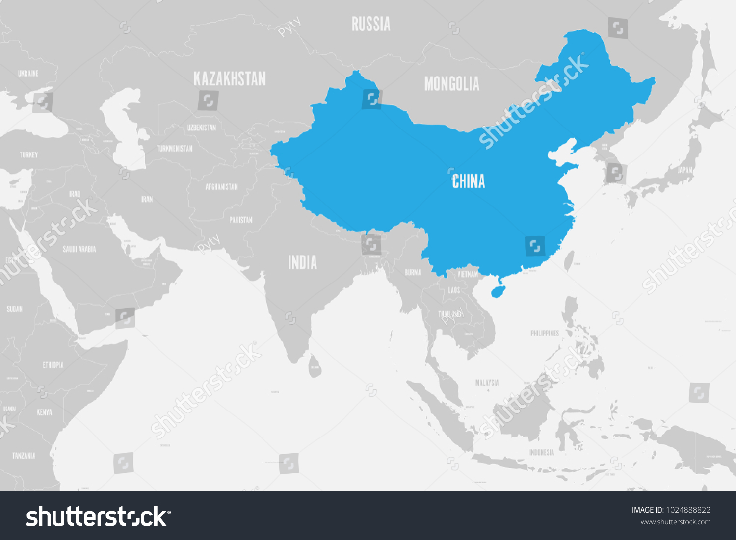 China Blue Marked Political Map Southern Stock Vector (Royalty Free ...