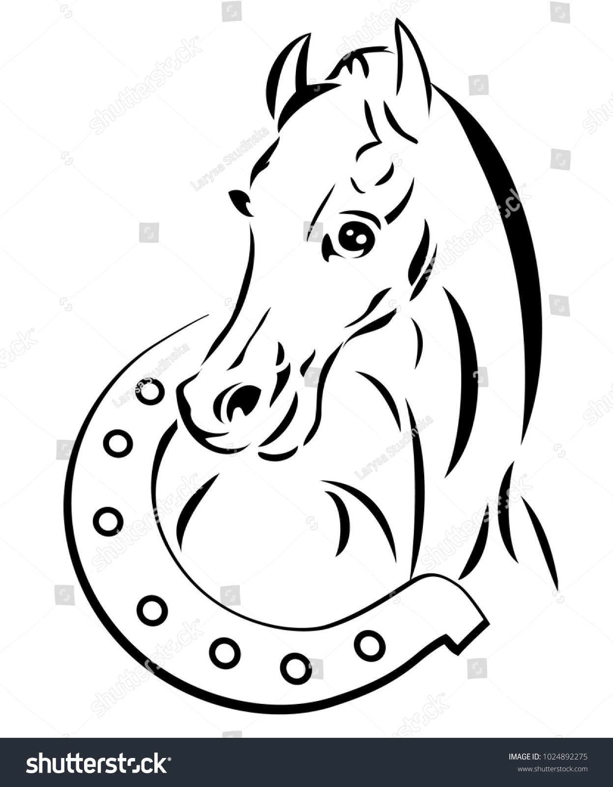 Лошадь в подкове раскраска