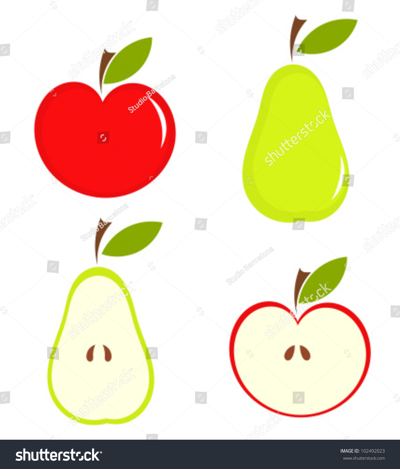 Аппликация груша и яблоко