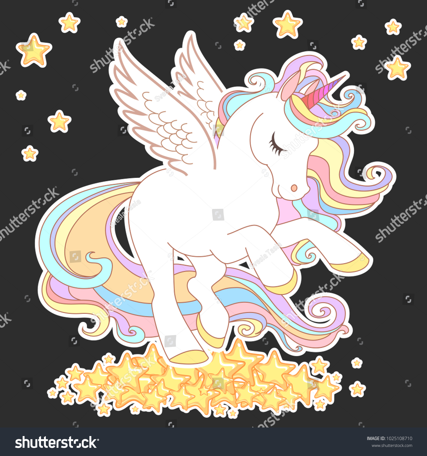 Cute Unicorn Vector Illustration Children Design Stock Vector (Royalty ...