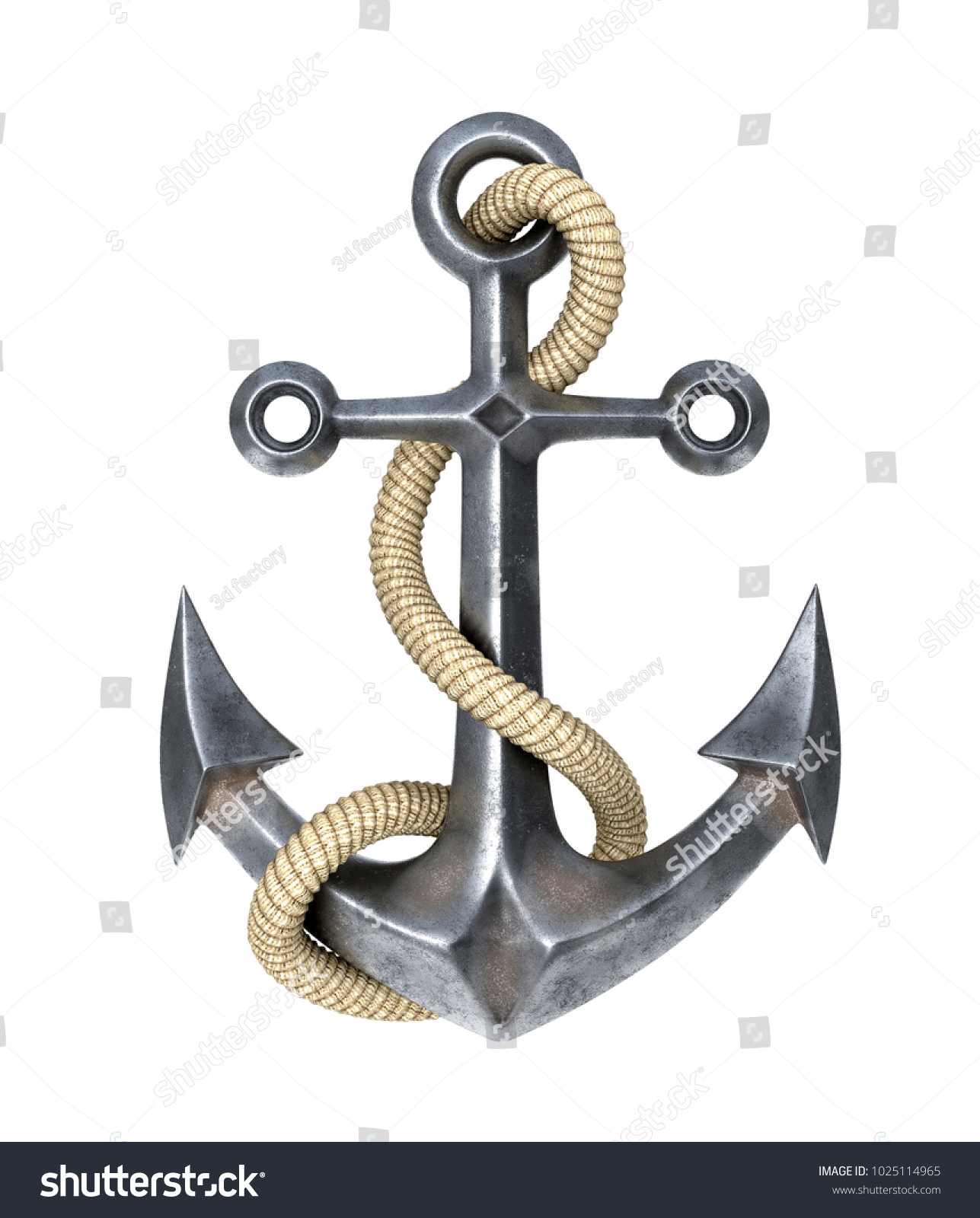 Anchor Rope On White Background 3d Stock Illustration 1025114965 ...