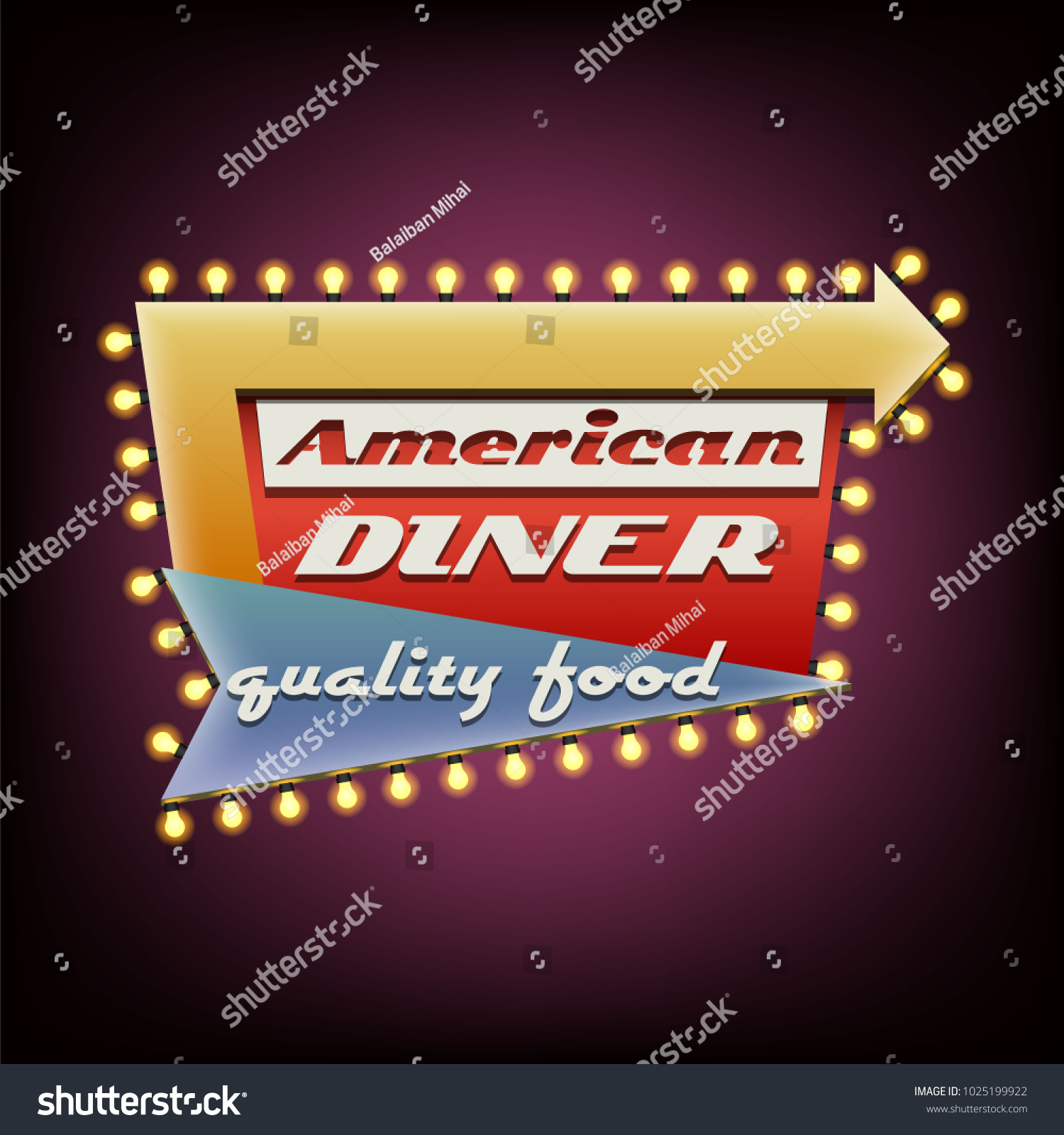 Illuminated Diner Sign Stock Vector (Royalty Free) 1025199922 ...