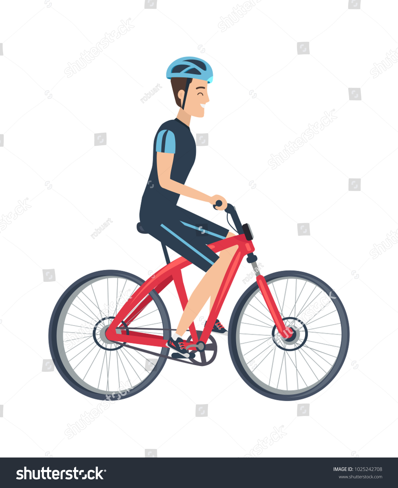 Male Riding On Bike Vector Illustration Stock Vector (Royalty Free ...