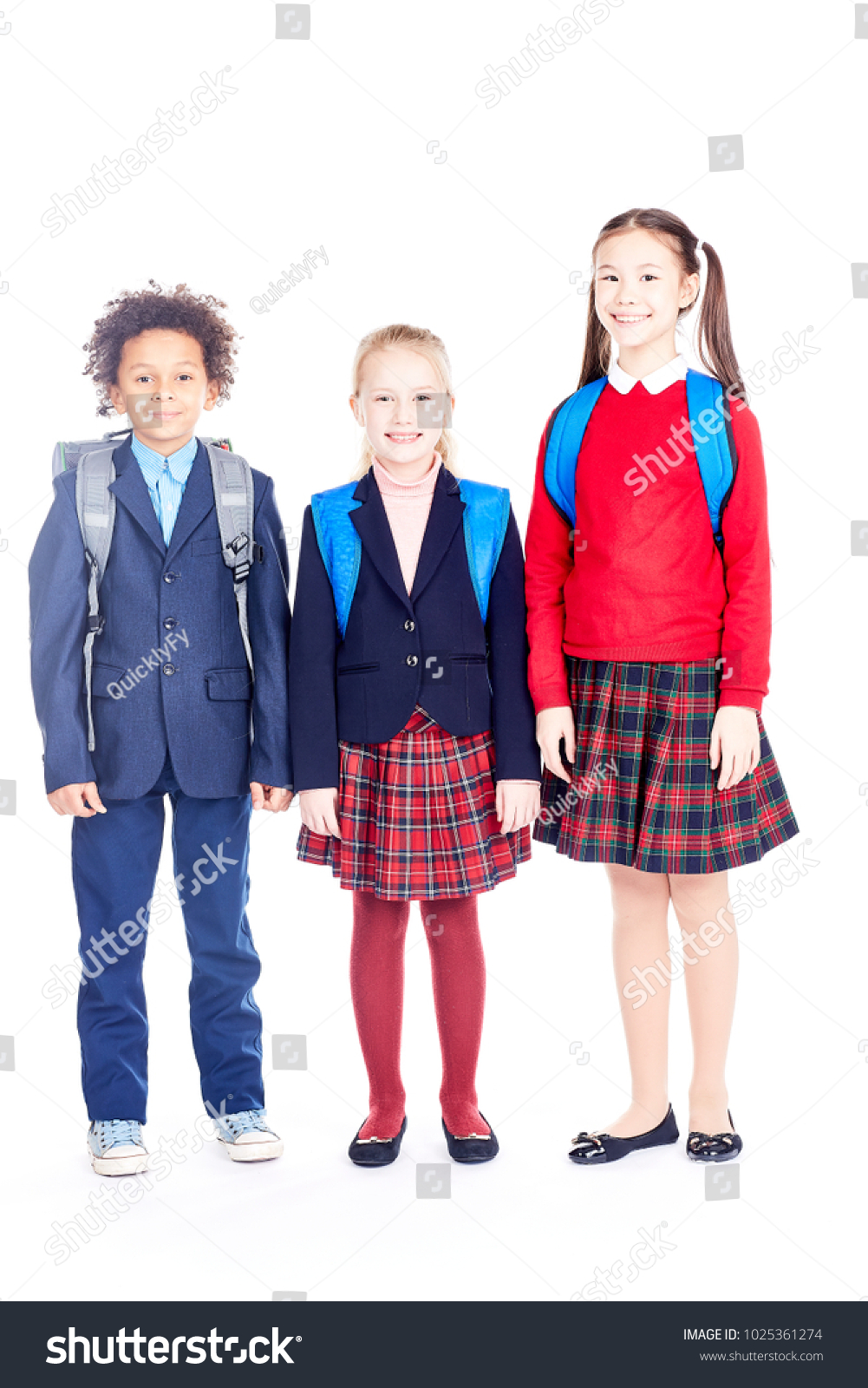 Studio Portrait Multiethnic School Friends Wearing Stock Photo ...