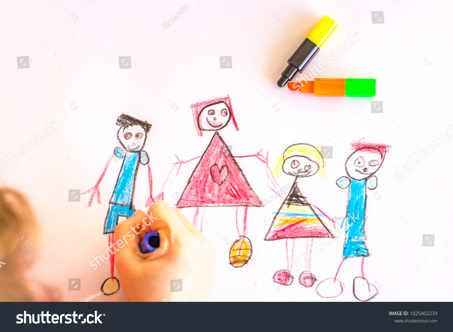 family drawing easy 5 members girl cute