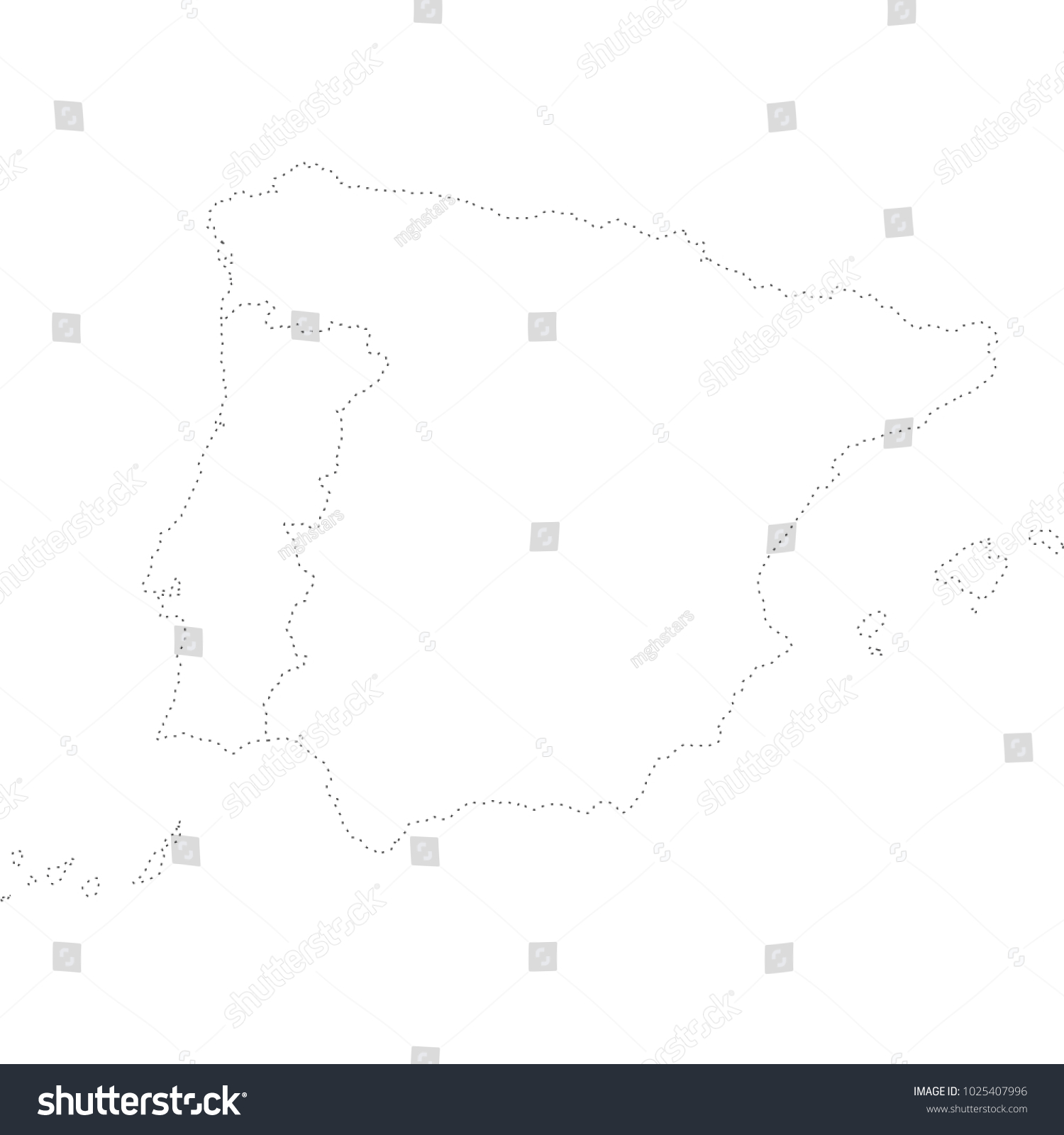 Stock Vector Iberian Peninsula Map 1025407996 