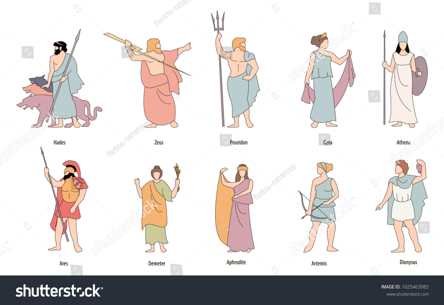 Vector Illustration Greek Gods Stock Vector (Royalty Free) 1025463985 ...