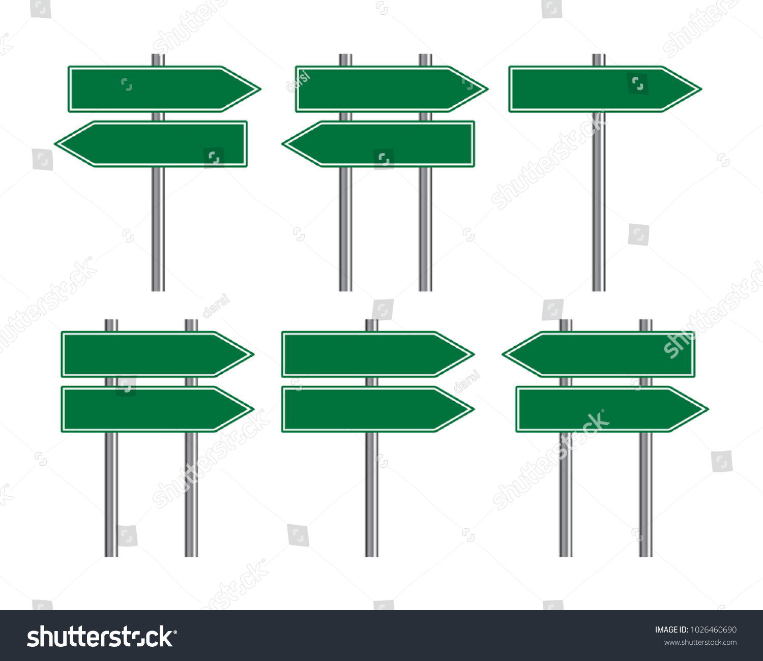 Blank Traffic Road Sign Set Direction Stock Vector (Royalty Free ...