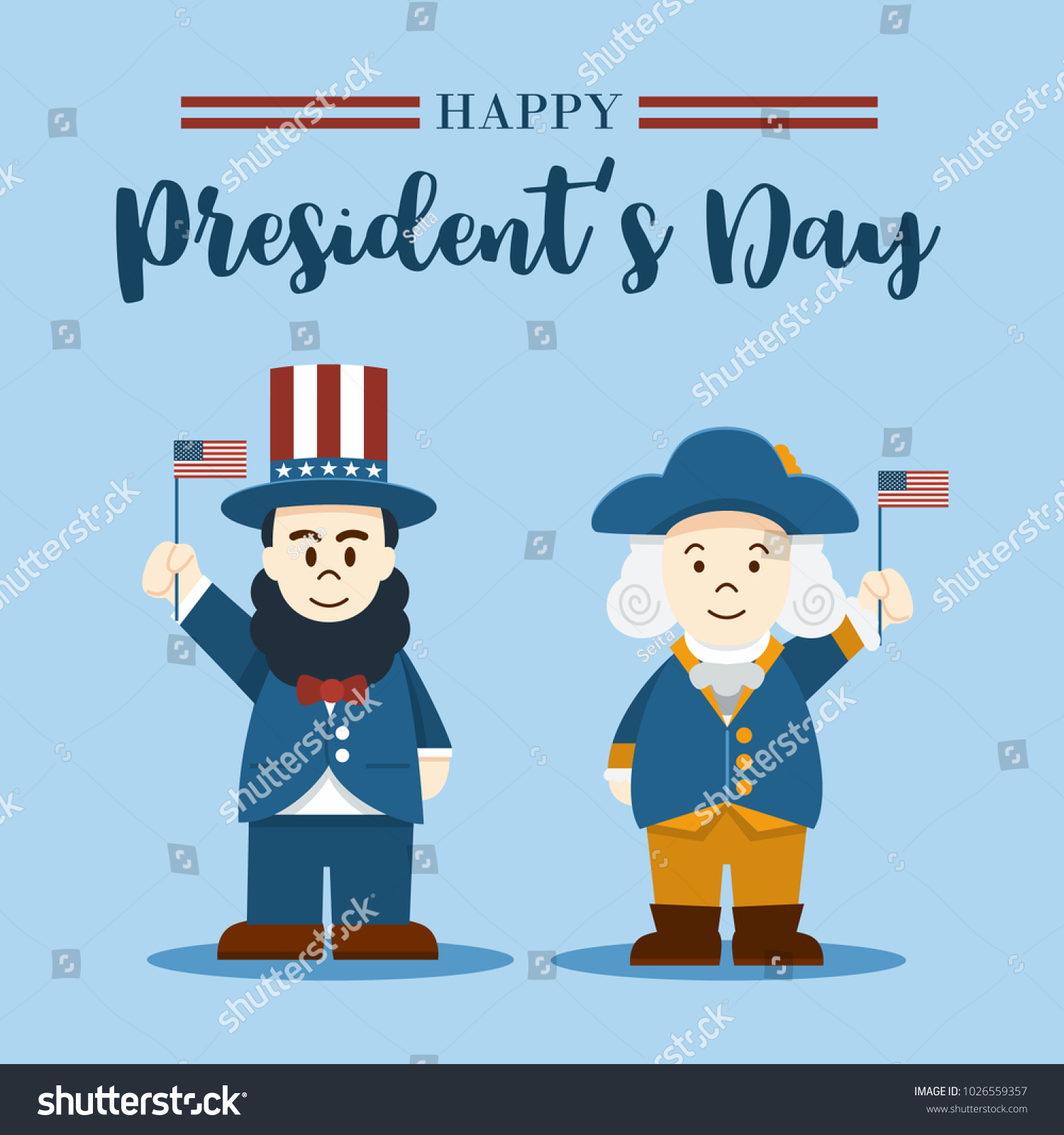 Flat Design Cartoon Illustration Abraham Lincoln Stock Vector (Royalty ...