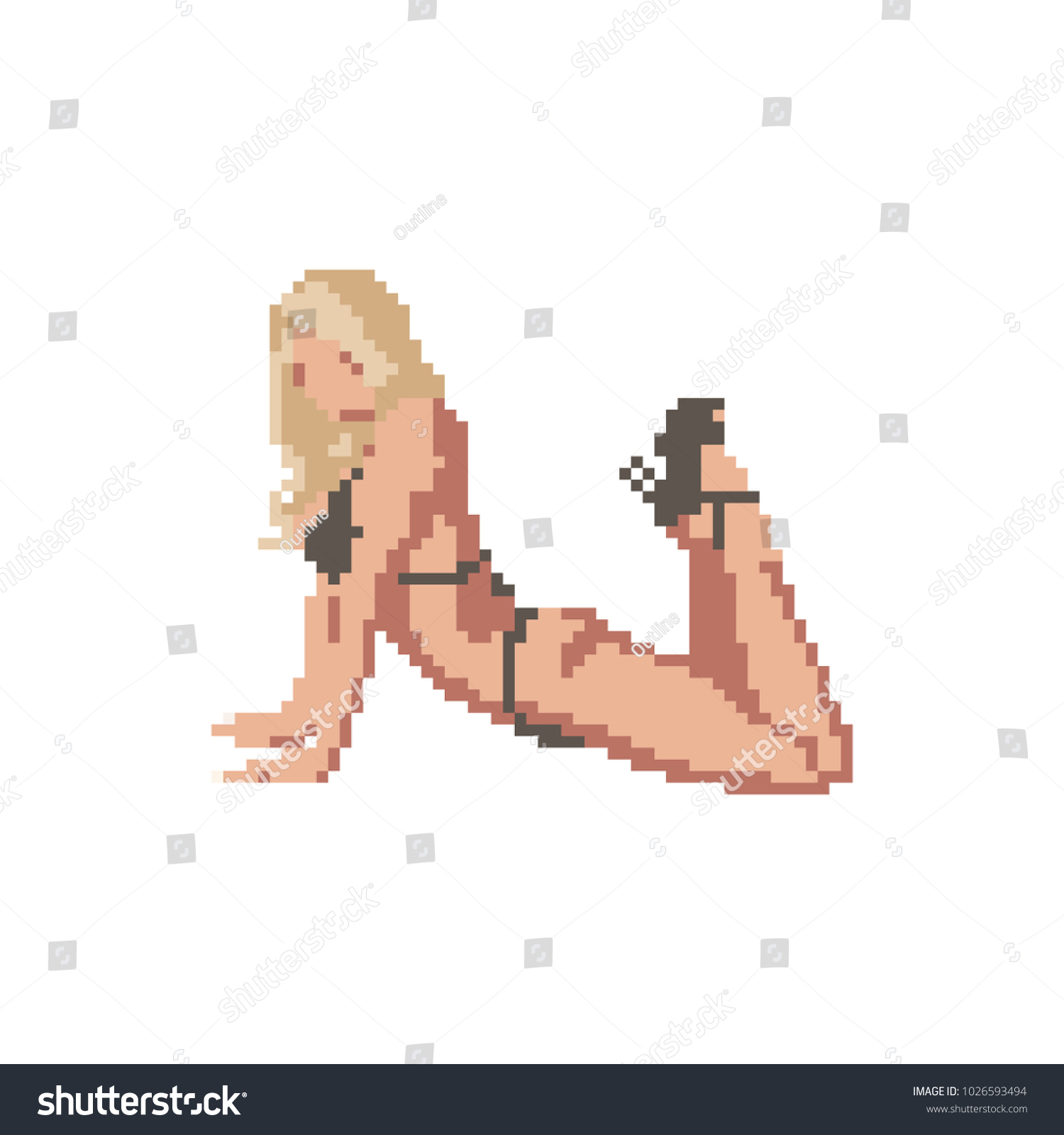 Pixel Girl Swimsuit Vector Silhouette Avatar Stock Vector Royalty Free