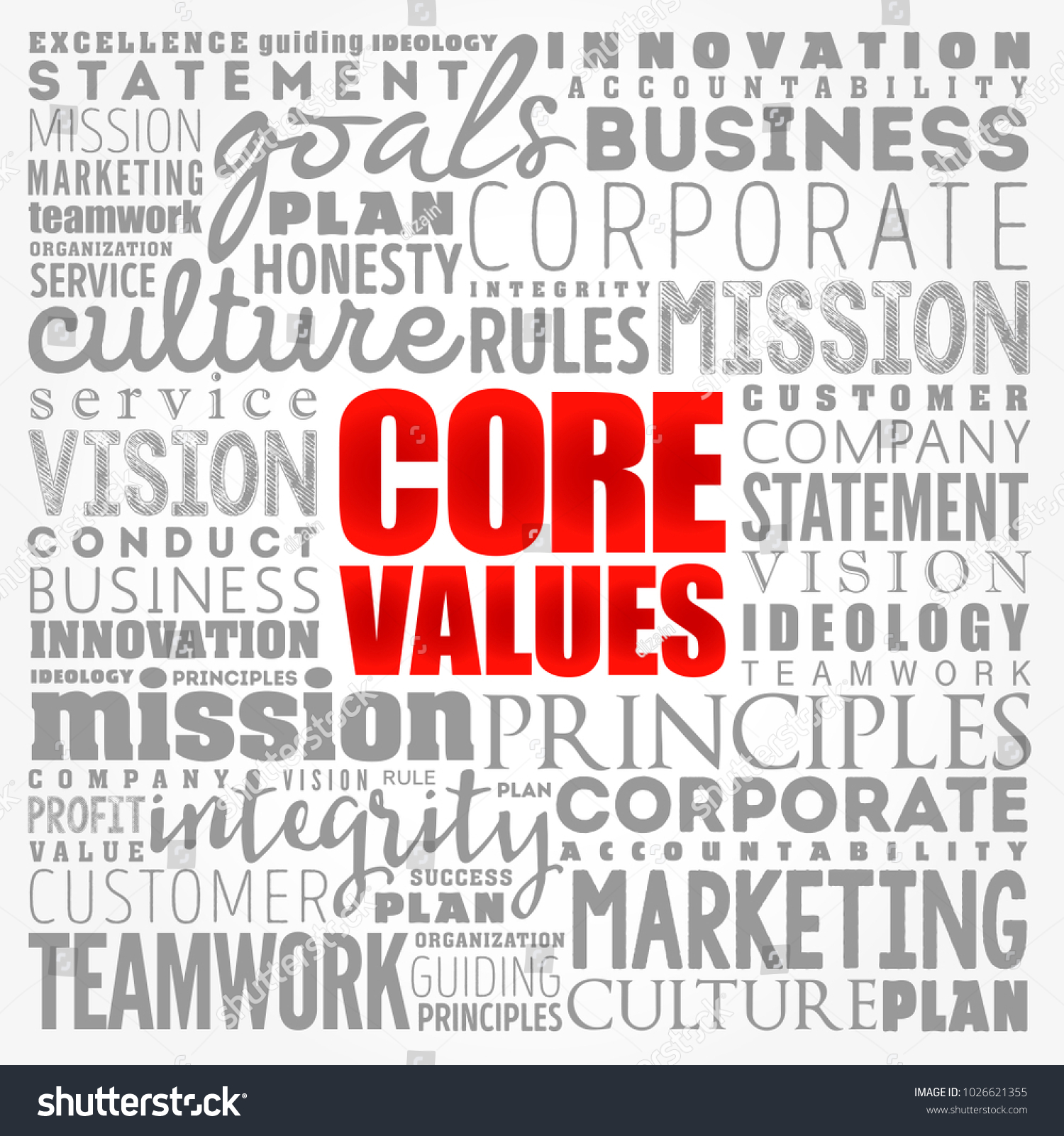 Core Values Word Cloud Collage Business Stock Vector (Royalty Free ...