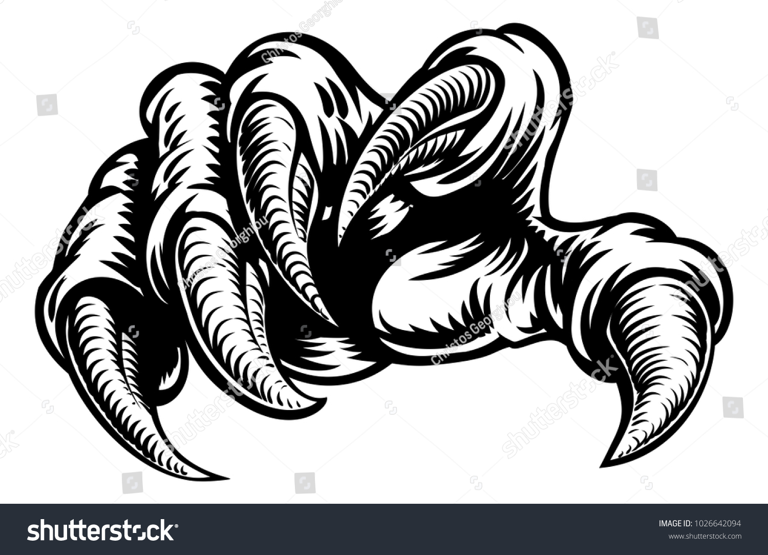 Monster Claw Hand Talons Vintage Woodcut Stock Illustration 1026642094 ...