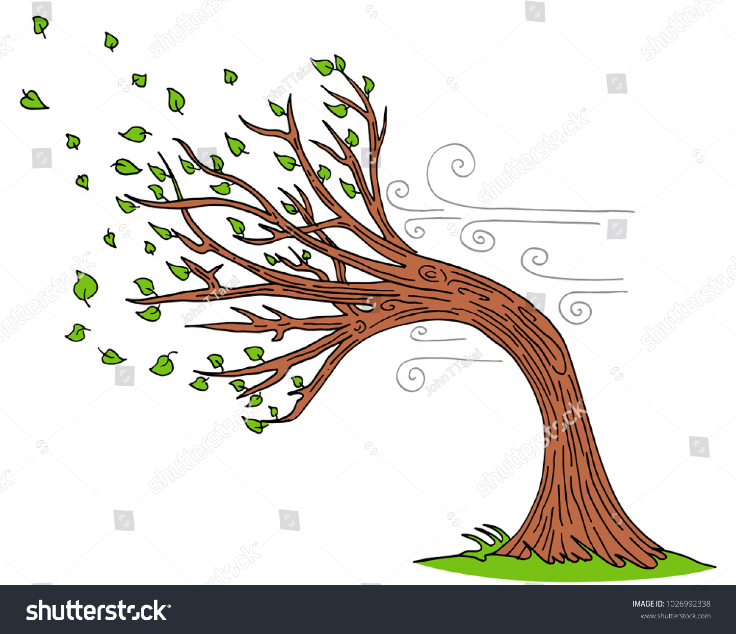 Image Blowing Wind Windy Day Tree Stock Vector (Royalty Free ...