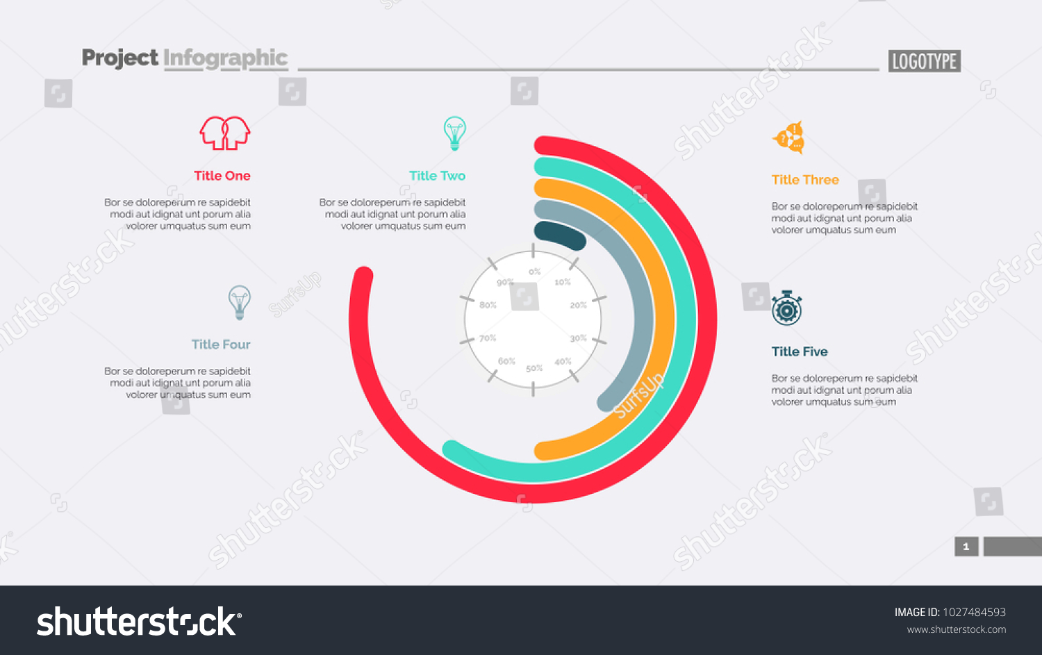 Chart Percentage Slide Template Stock Vector (Royalty Free) 1027484593 ...