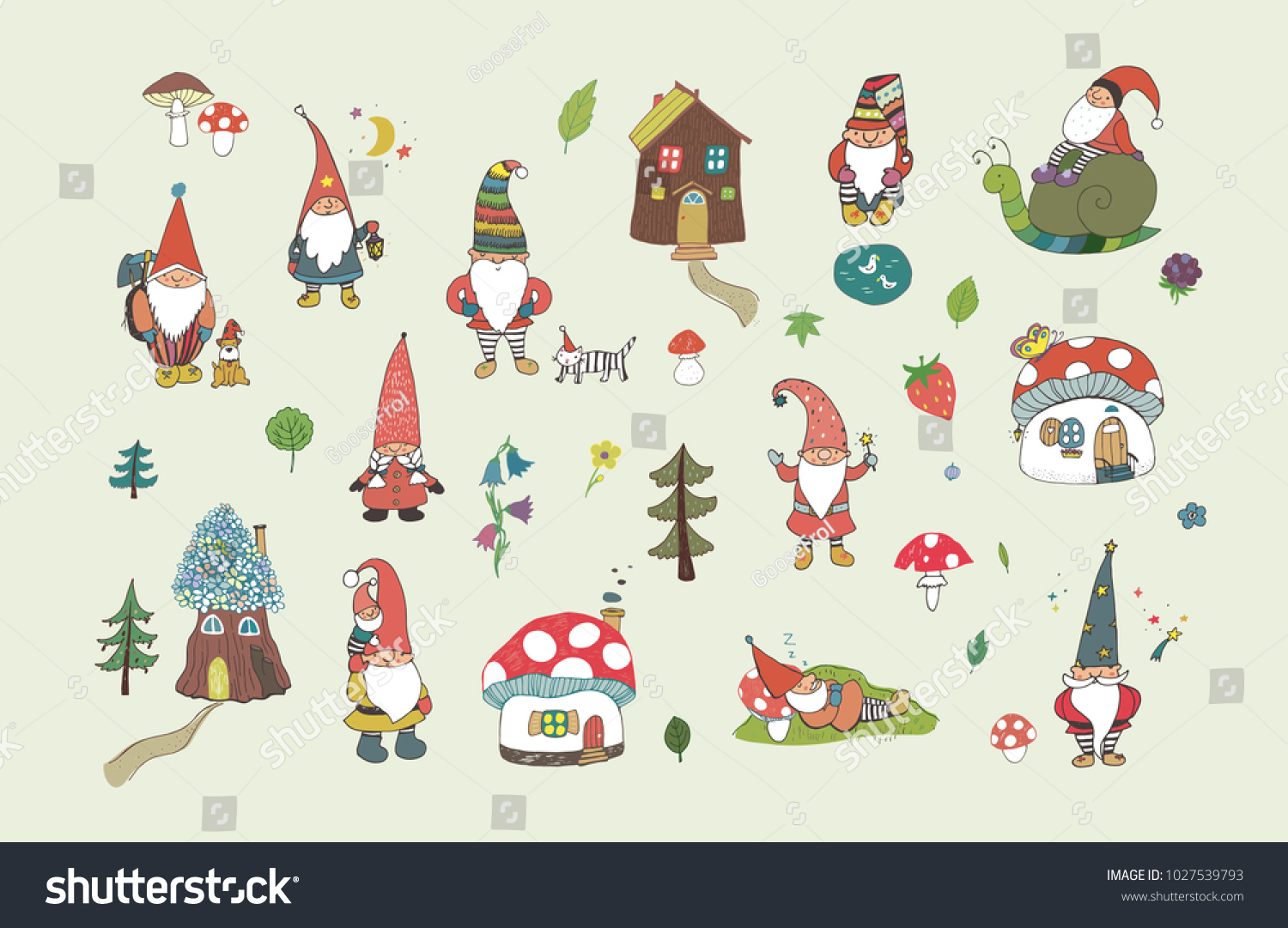 Fairytale Fantastic Gnome Dwarf Elf Cartoon Stock Vector (Royalty Free ...