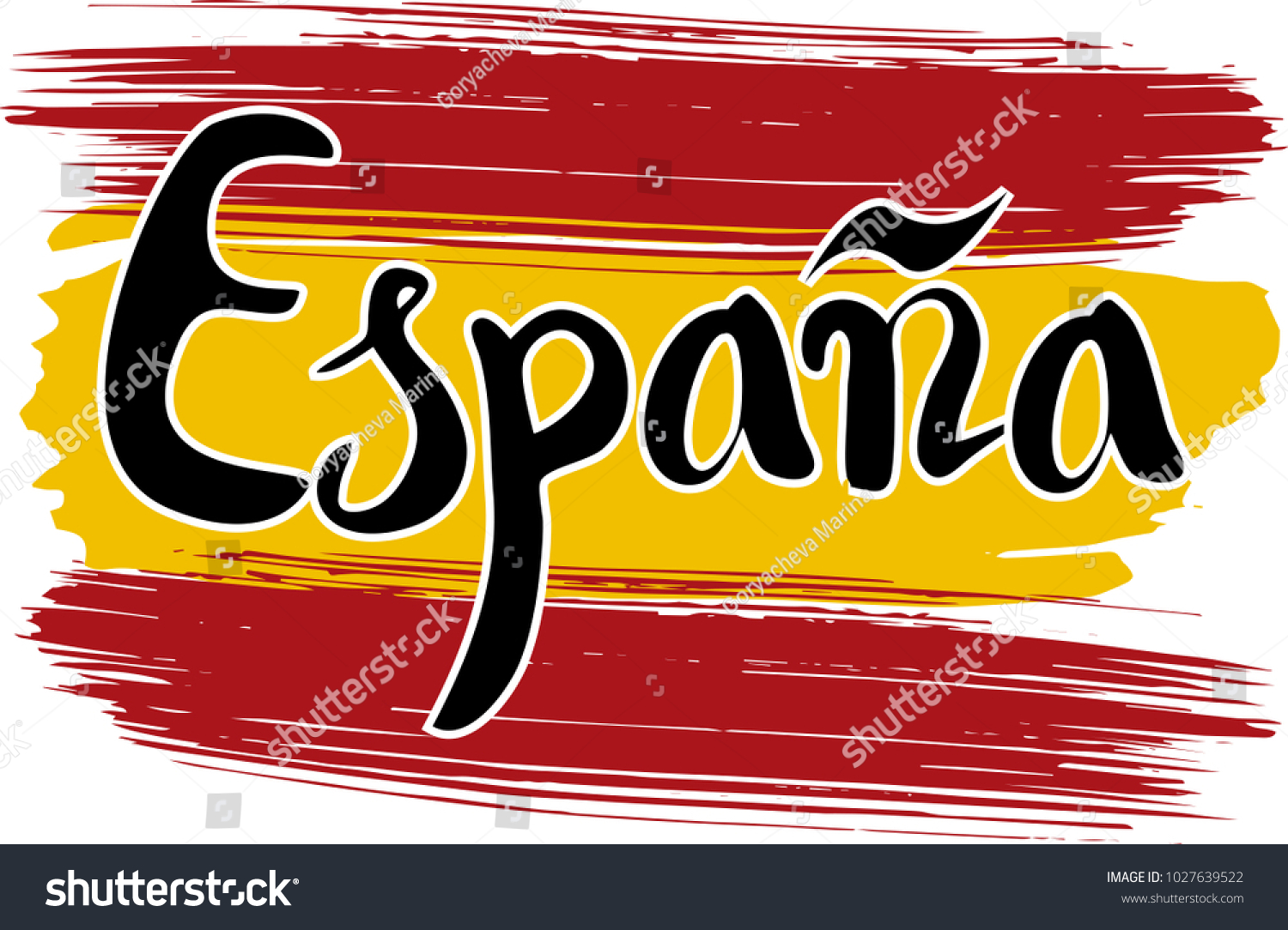 word-spain-written-spanish-hand-lettering-vector-de-stock-libre-de