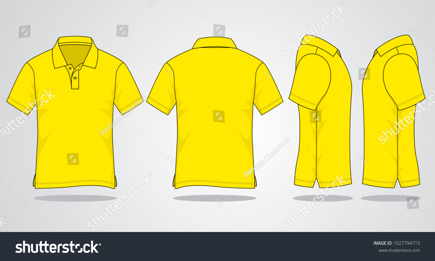 Blank Yellow Short Sleeves Polo Shirt Stock Vector (Royalty Free ...