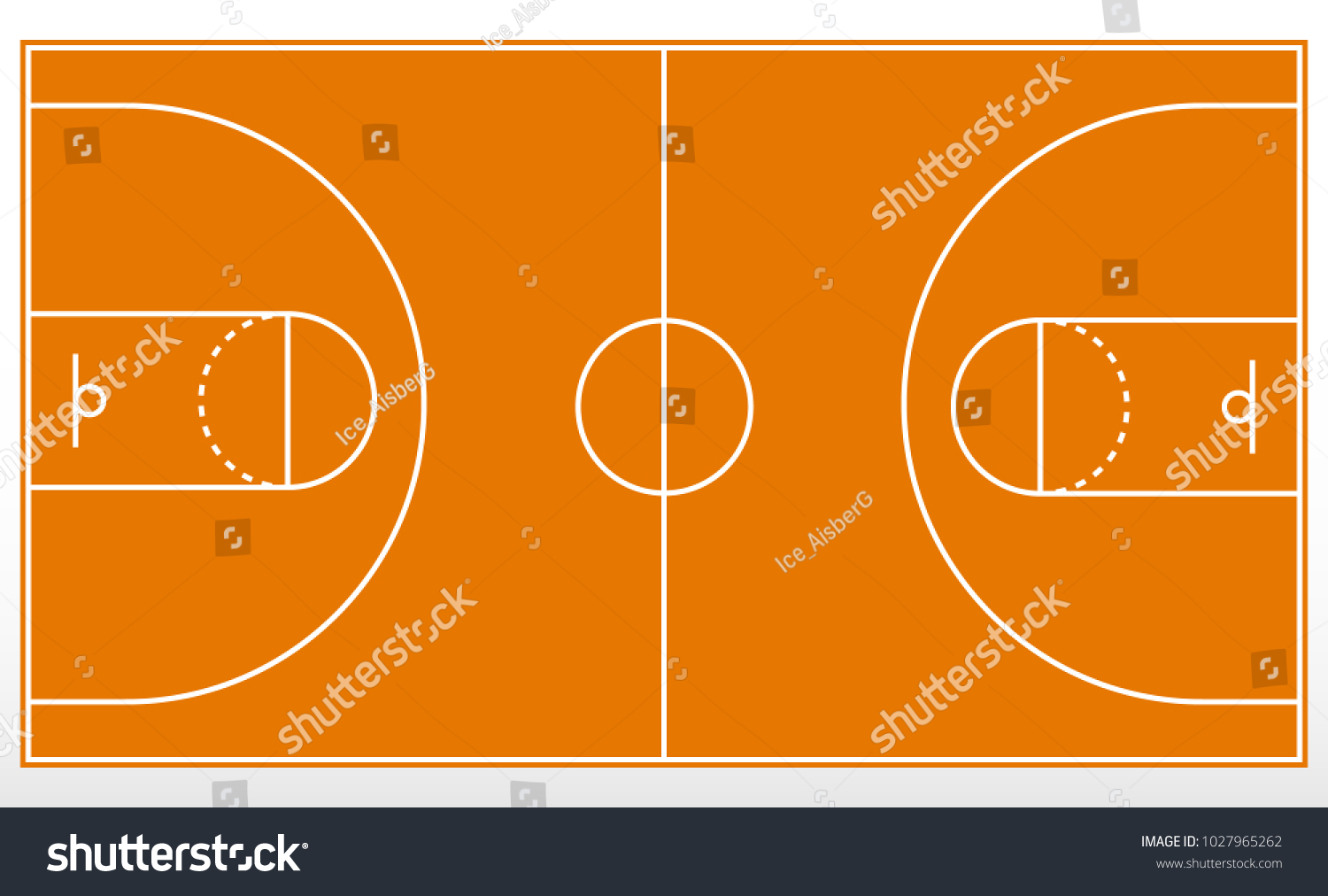 Basketball Court Markup Outline Lines On Stock Vector (Royalty Free ...