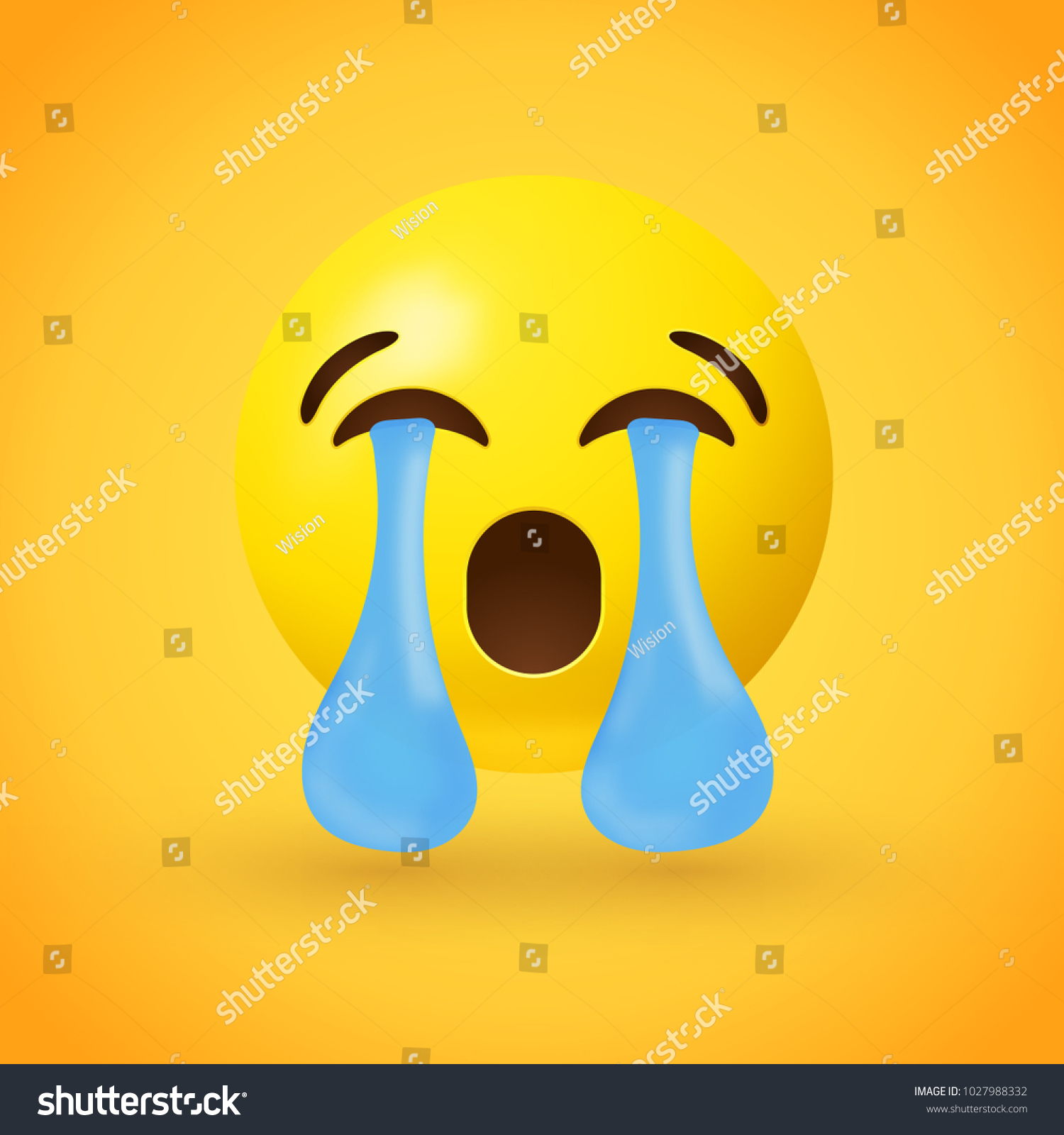 Sad Face Emoji Tears Streaming Down Stock Vector (Royalty Free ...