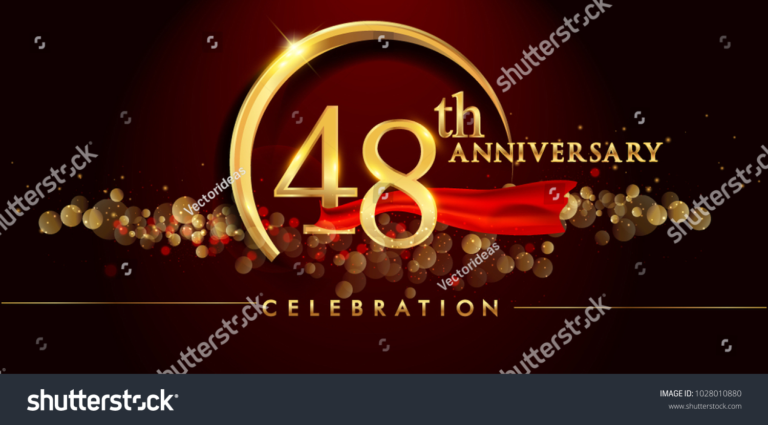 48th Anniversary Logo Golden Ring Confetti Stock Vector (Royalty Free ...