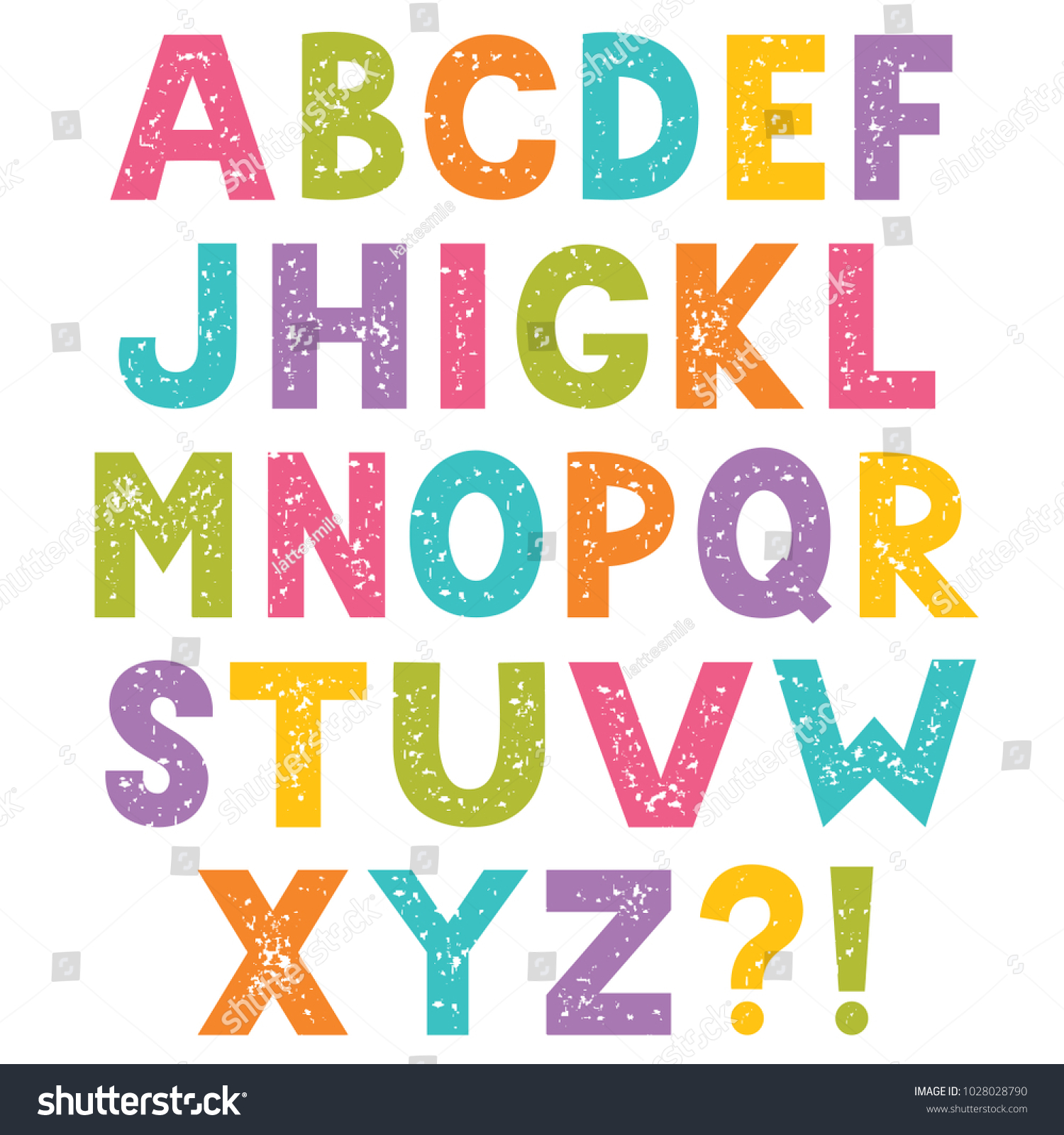 Cartoon Vector Alphabet Letters Stamped Texture Stock Vector (royalty 