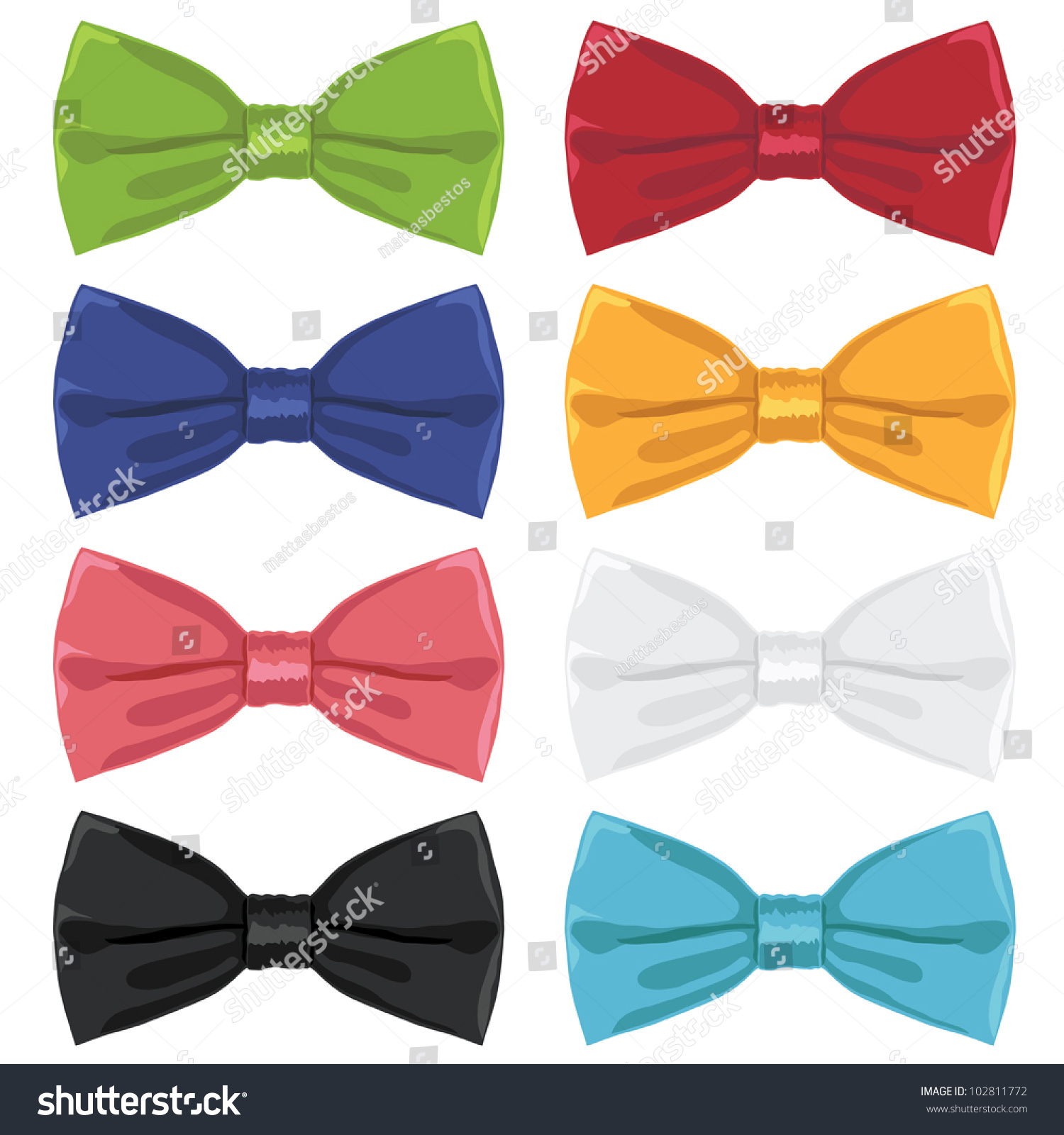 Collection Bow Ties Isolated On White Stock Vector (Royalty Free ...