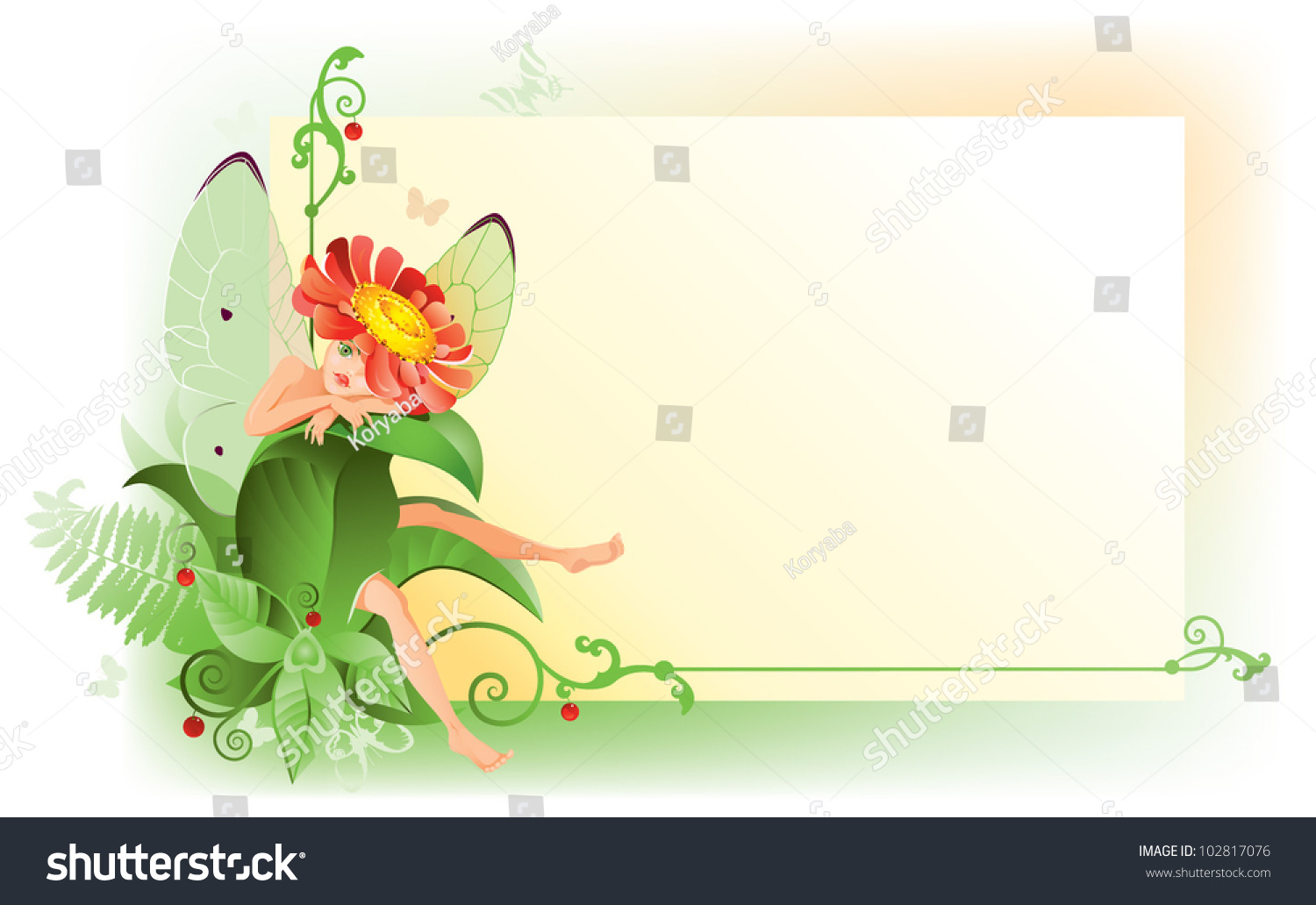 Fairy Frame Vector Illustration Young Fairy Stock Vector (Royalty Free ...