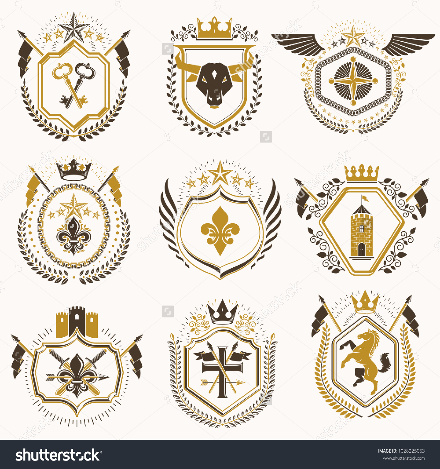 Set Luxury Heraldic Vector Templates Collection Stock Vector (Royalty ...