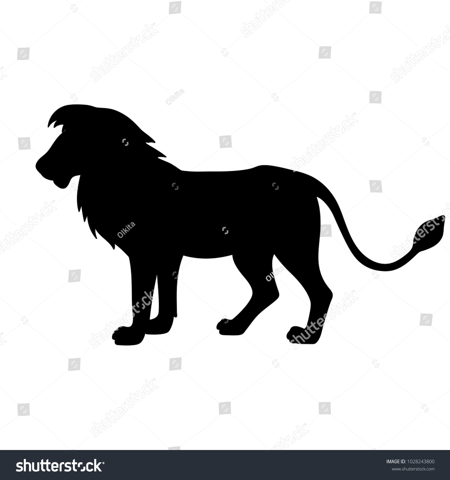 Black Isolated Silhouette Lion On White Stock Vector (Royalty Free ...