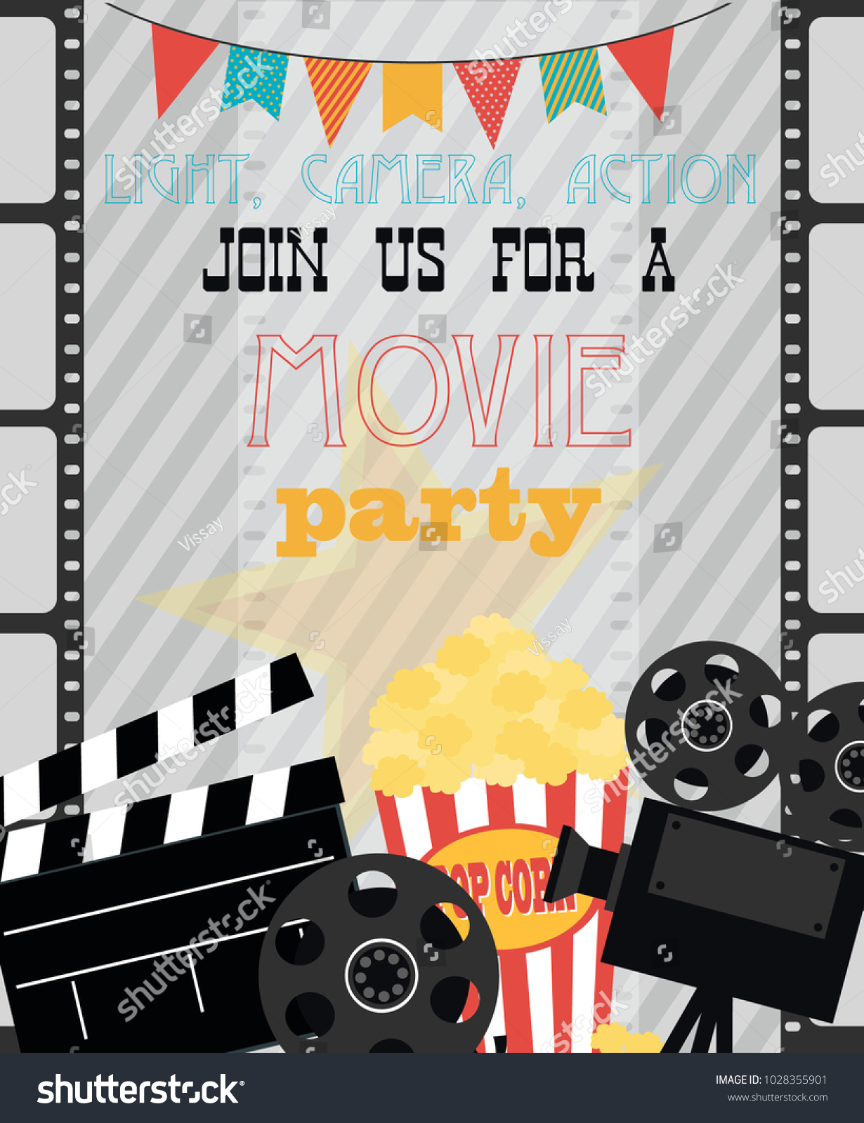 Invitation Movie Party Hollywood Party Poster Stock Vector (Royalty ...