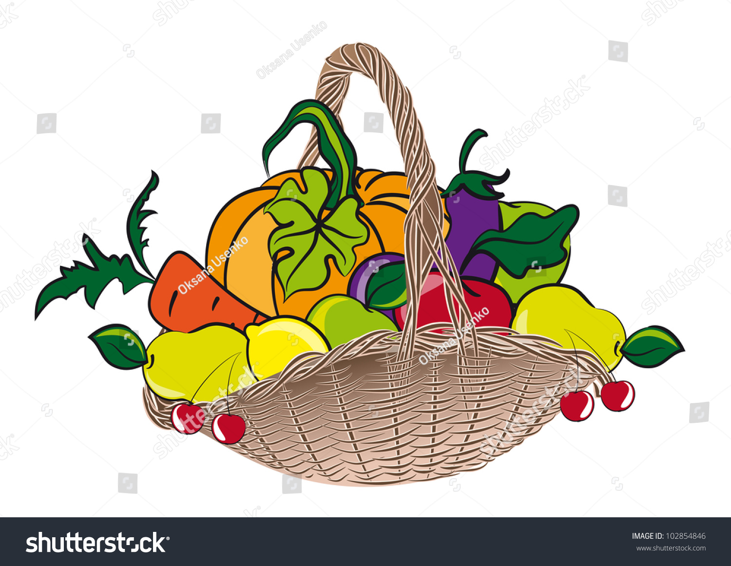 Красивые корзины для овощей и фруктов нарисованные