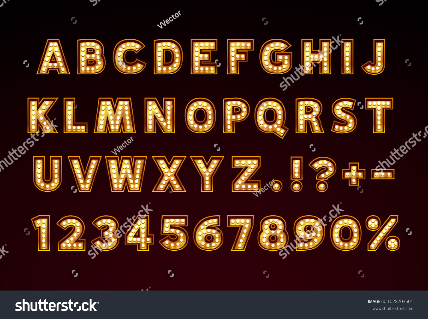 Font Lamp Symbol Gold Letter Numbers Stock Vector (Royalty Free ...