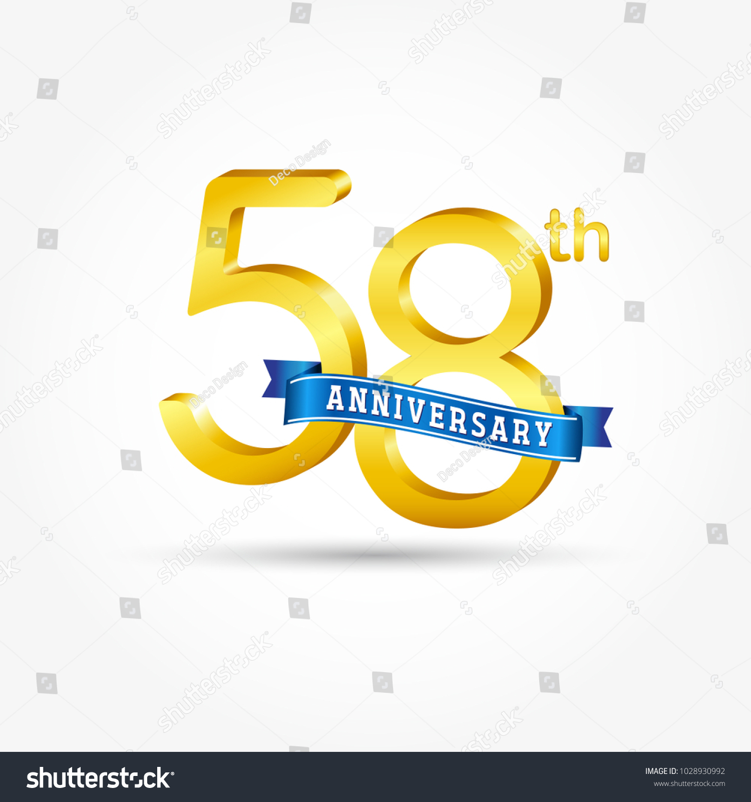 58th Golden Anniversary Logo Blue Ribbon Stock Vector (Royalty Free ...