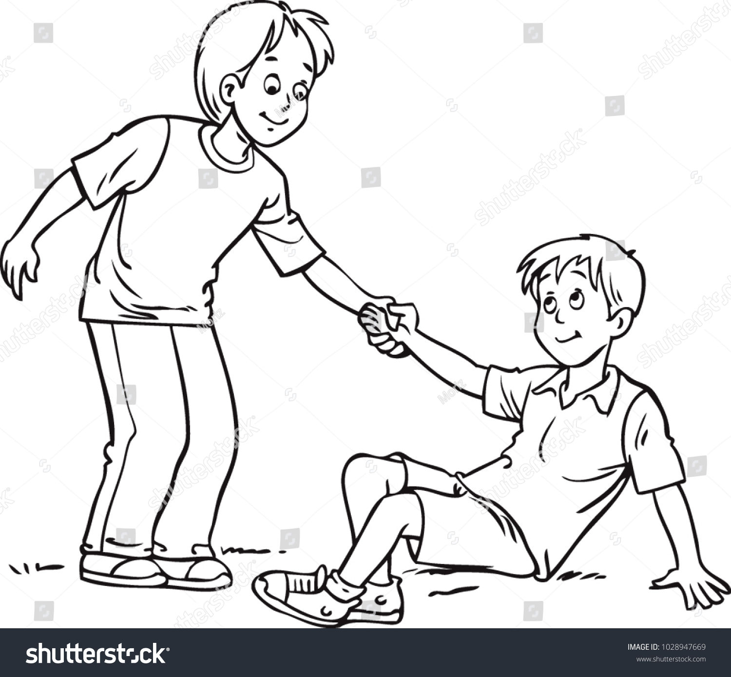 Boy Helping Boy Stock Vector (Royalty Free) 1028947669 | Shutterstock