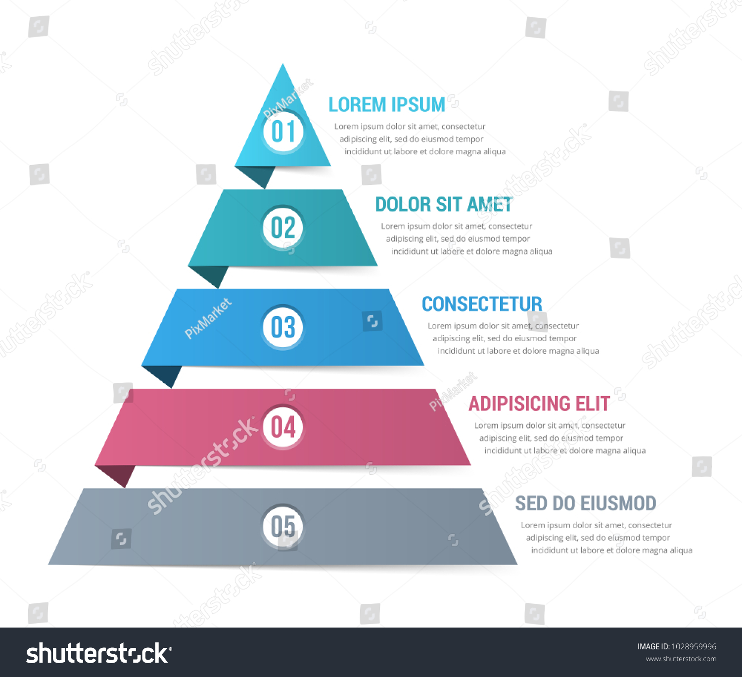 Pyramid Infographic Template Five Elements Vector Stock Vector (Royalty ...